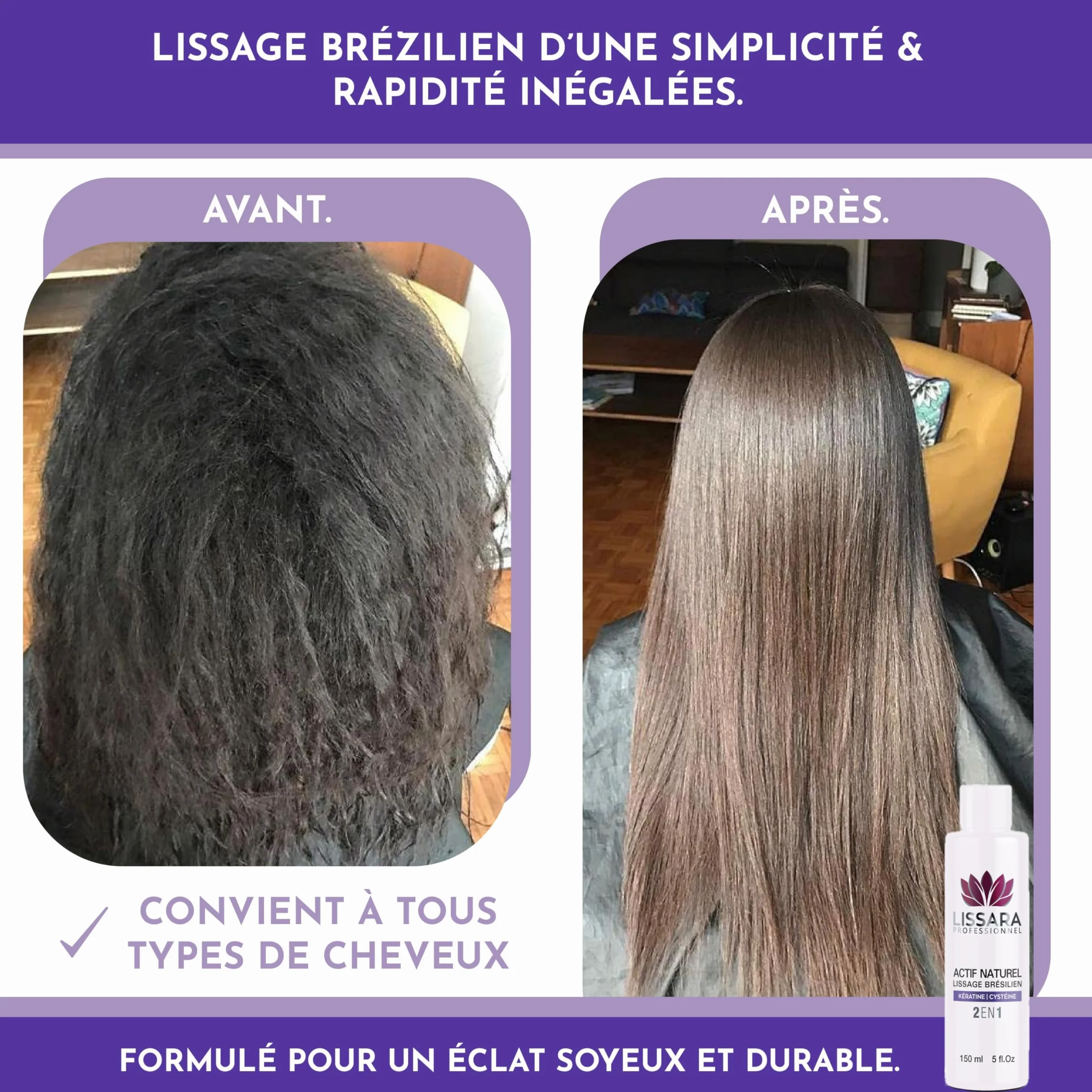 LISSARA Lissage Brésilien 2 en 1 Anti Frisottis Soin profond Kératine Protéine 150ml