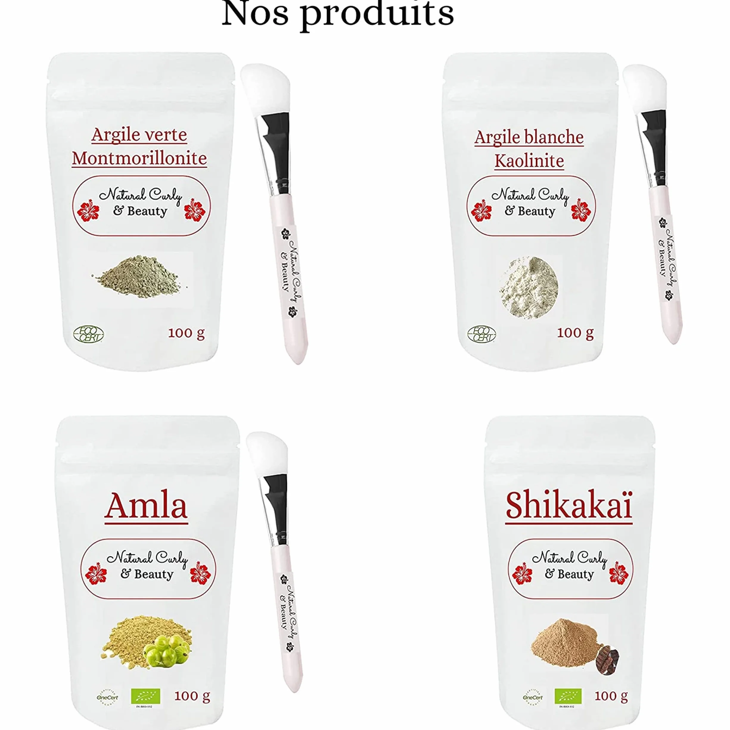 Argile verte montmorillonite ECO-CERT pinceau silicone nettoie pores hydrate adoucit peau détoxifie cheveux