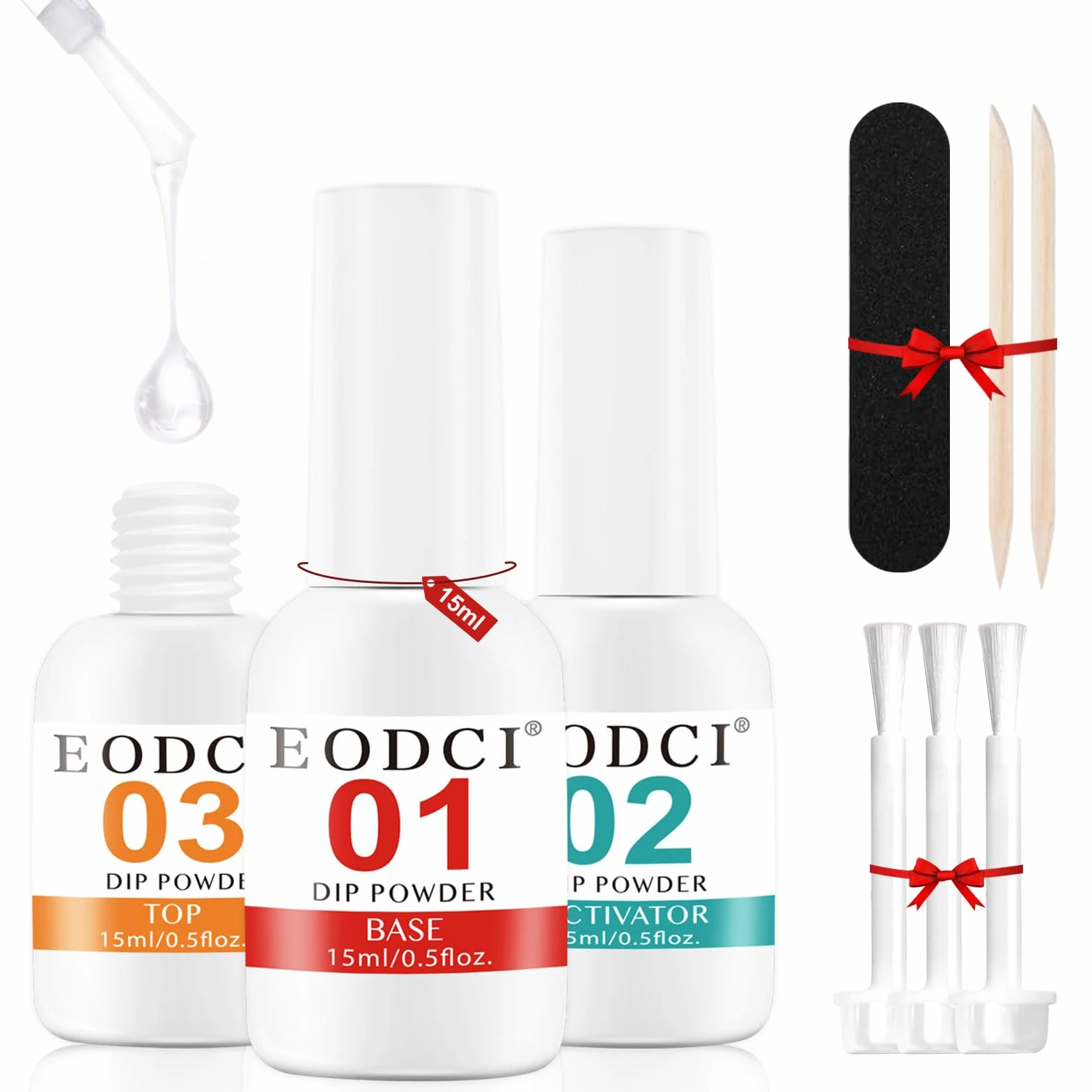 Lot de 3 flacons poudre trempage Essentials 15 ml base top coat activateur kit manucure liquide bricolage salon