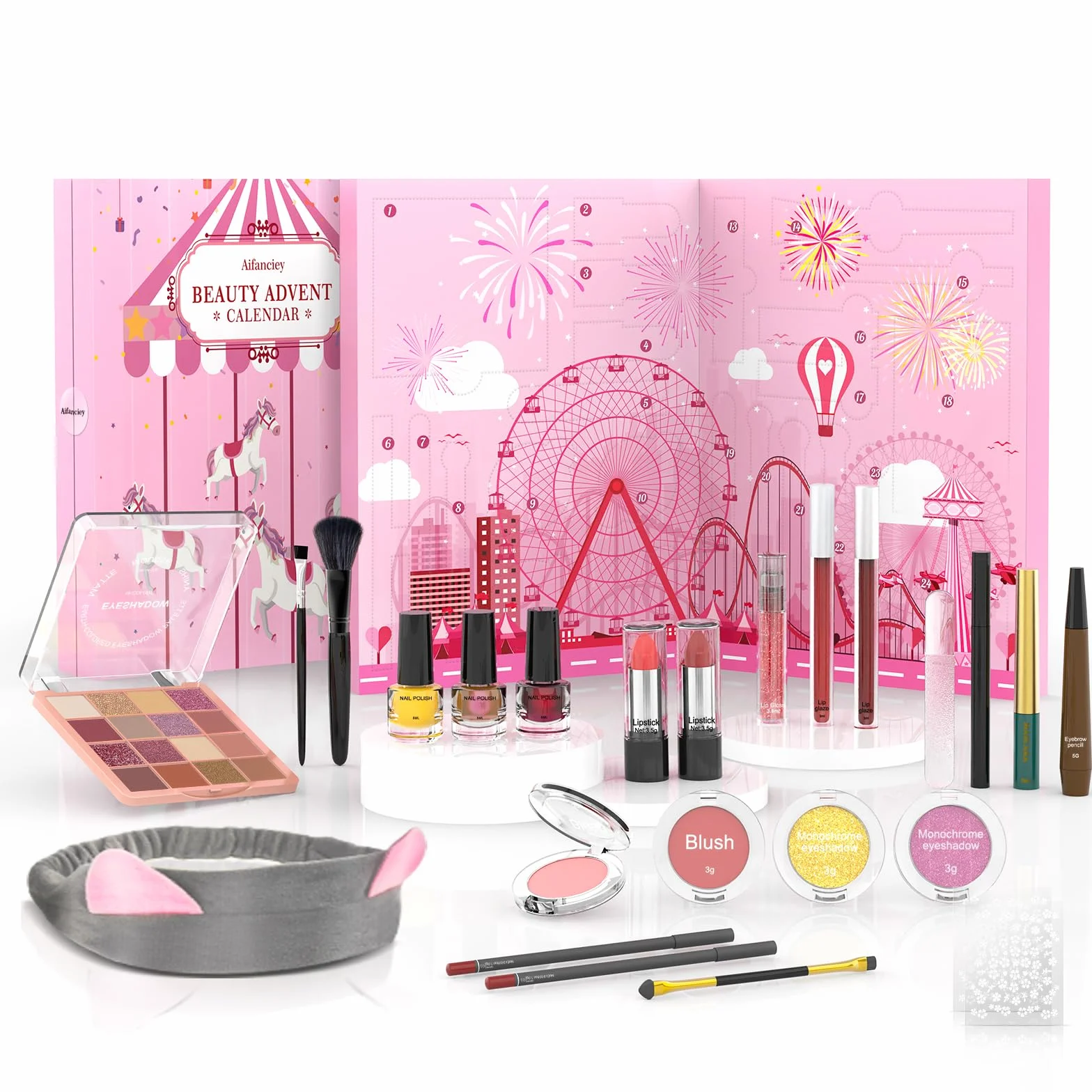 Aifanciey Calendrier de l'Avent 2025 Beauté pour Femmes et Filles,Maquillage Ensemble avec des Cadeaux Cosmétiques 24 excellents Produits de Beauté,Calendrier du compte à Rebours,Cadeau de Noël idéa