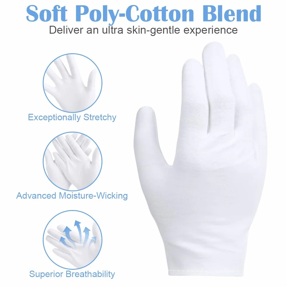Gants Hydratants Enfants 3 Paires Coton Blanc Lavables Machine Protection Eczéma Mains Sèches Traitement Spa