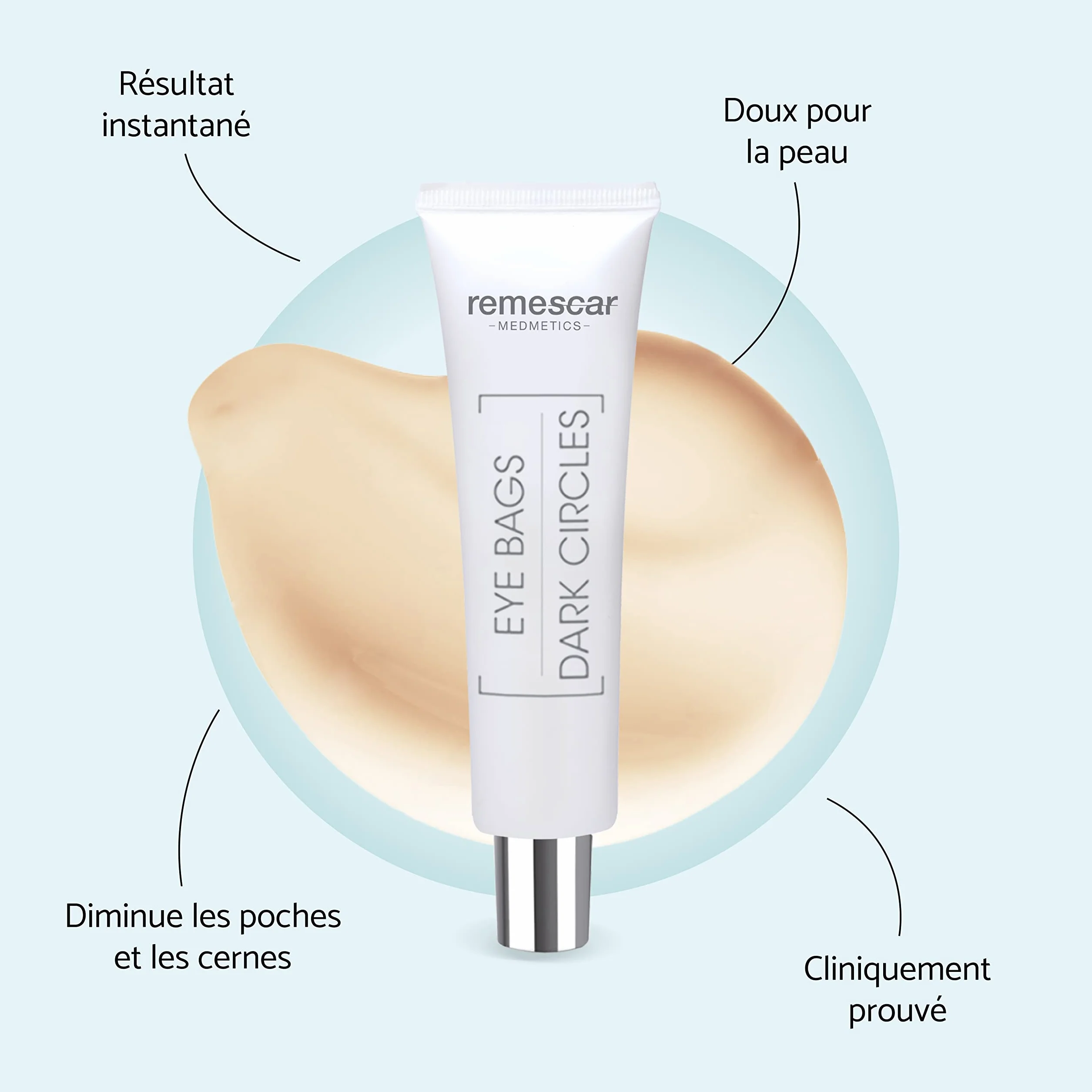Remescar Crème Anti-Poches et Anti-Cernes 8ml – Soin Contour des Yeux Effet Immédiat