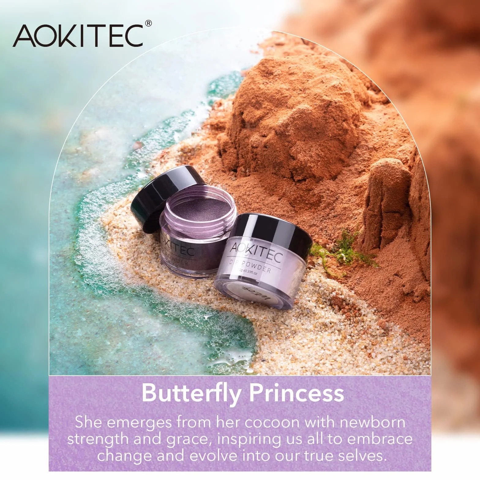 Aokitec Ensemble de 14 poudres à tremper pour ongles, poudre acrylique paillettes lilas avec base, activateur, pinceau protecteur