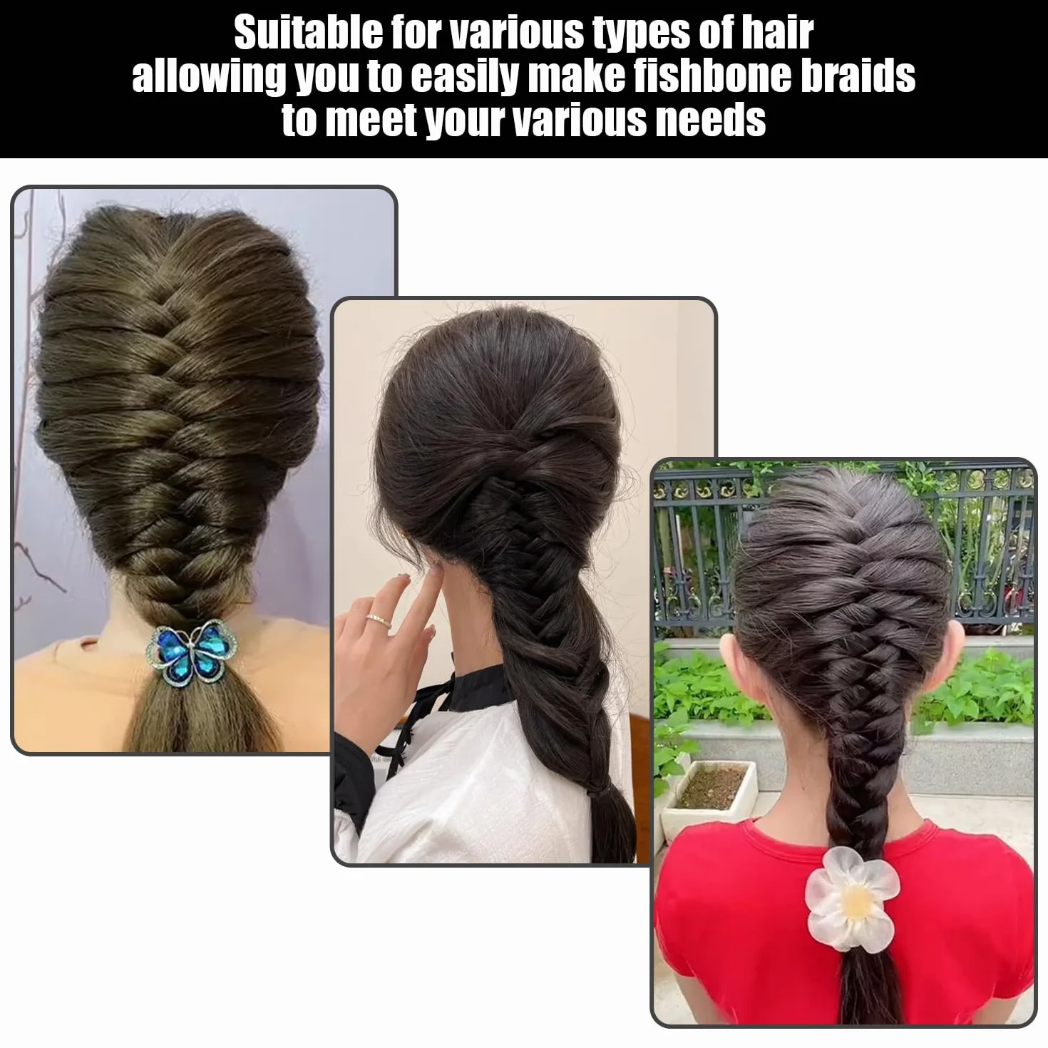 Ensemble d'Outils de Tressage de Cheveux 3 Tresses À Chevrons 1 Peigne 2 Tire-Cheveux