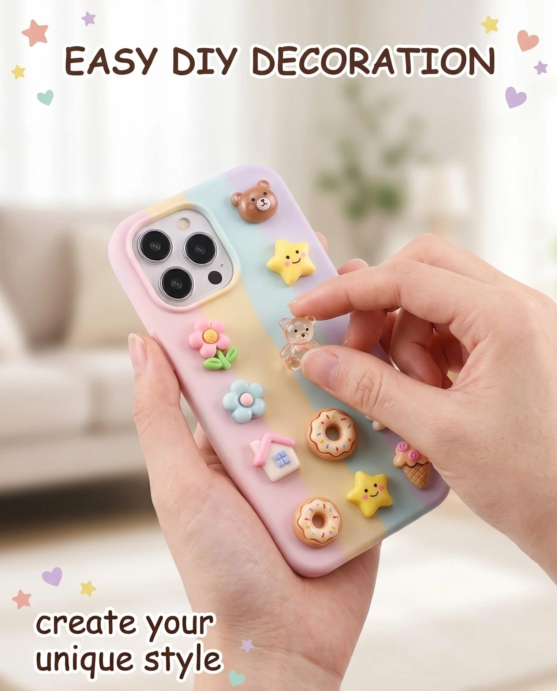 Kit 60 Pièces Mini Breloques en Résine Kawaii à Dos Plat, Objets Mignons pour DIY Créatif, Nail Art & Slime