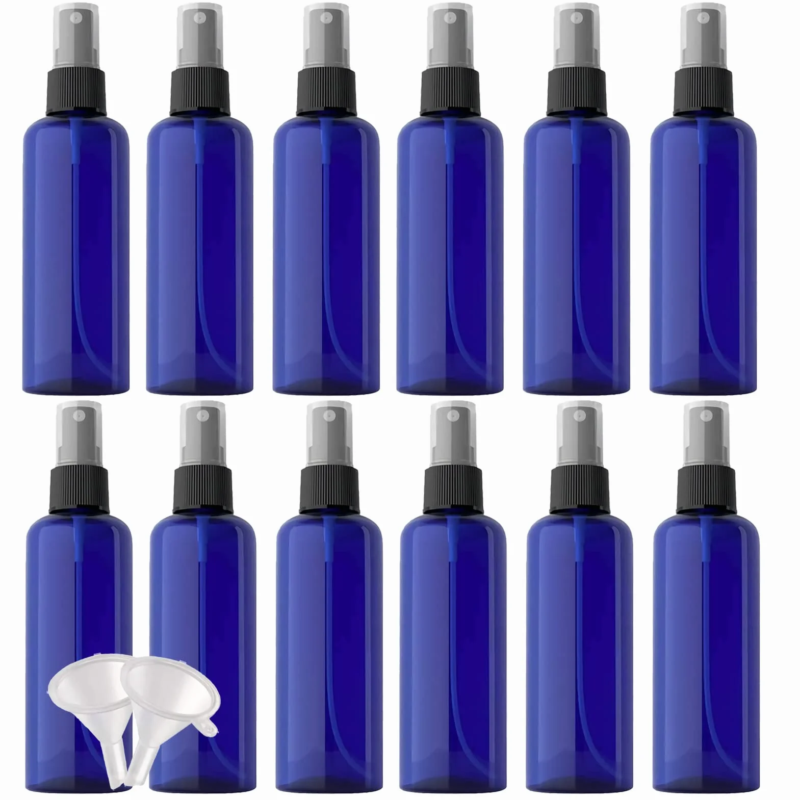 24 Pièces Bleu Vide 100ml Vaporisateur avec Noir Buse, Vaporisateur de Voyage Petits Vaporisateurs en Plastique Vaporisateur de Parfum Bouteilles de Maquillage