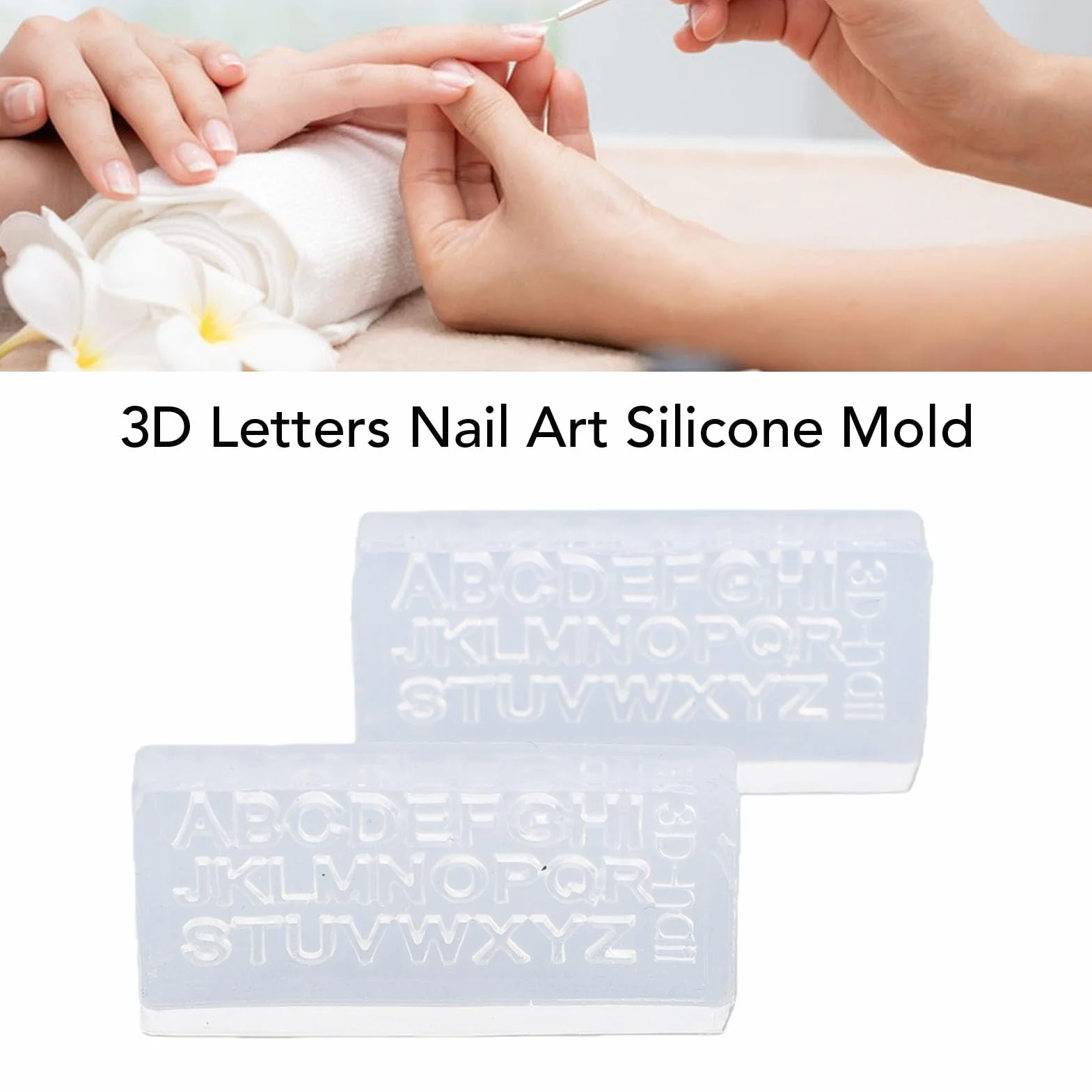 Sonew Moule en Silicone 3D pour Nail Art, 26 Lettres Alphabet, Résine Alimentaire Souple