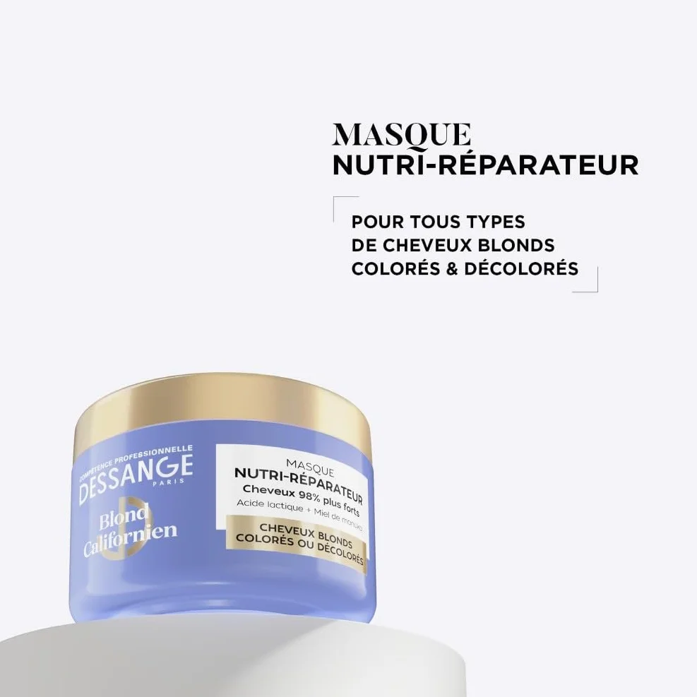 DESSANGE Masque Cheveux Nutri-Réparateur Blond Californien Acide Lactique & Miel De Manuka 280ml