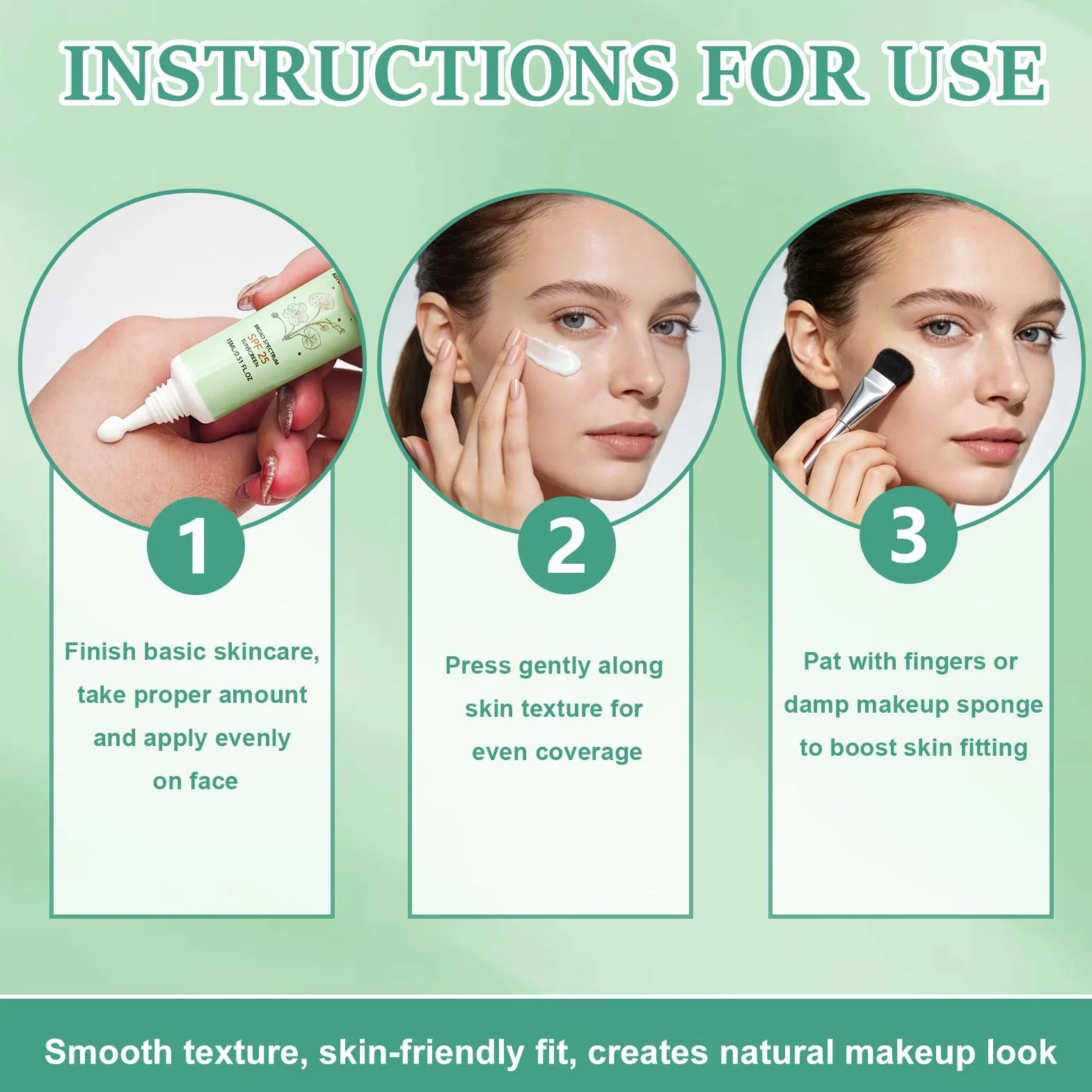 Crème Correctrice Centella Asiatica SPF 25 Anti-Rougeurs 15ml avec Pinceau Fond de Teint Cosmétiques Coréens