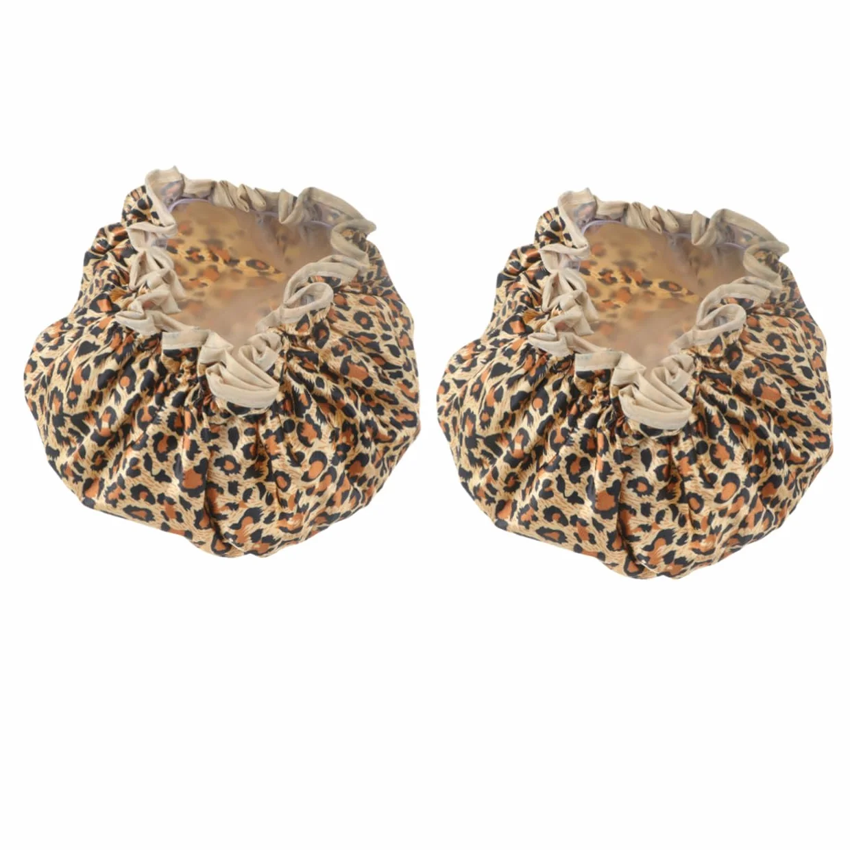 Beaupretty Bonnet De Douche Imperméable Double Couche En Peva Lot De 2 Imprimé Léopard Protection Cheveux