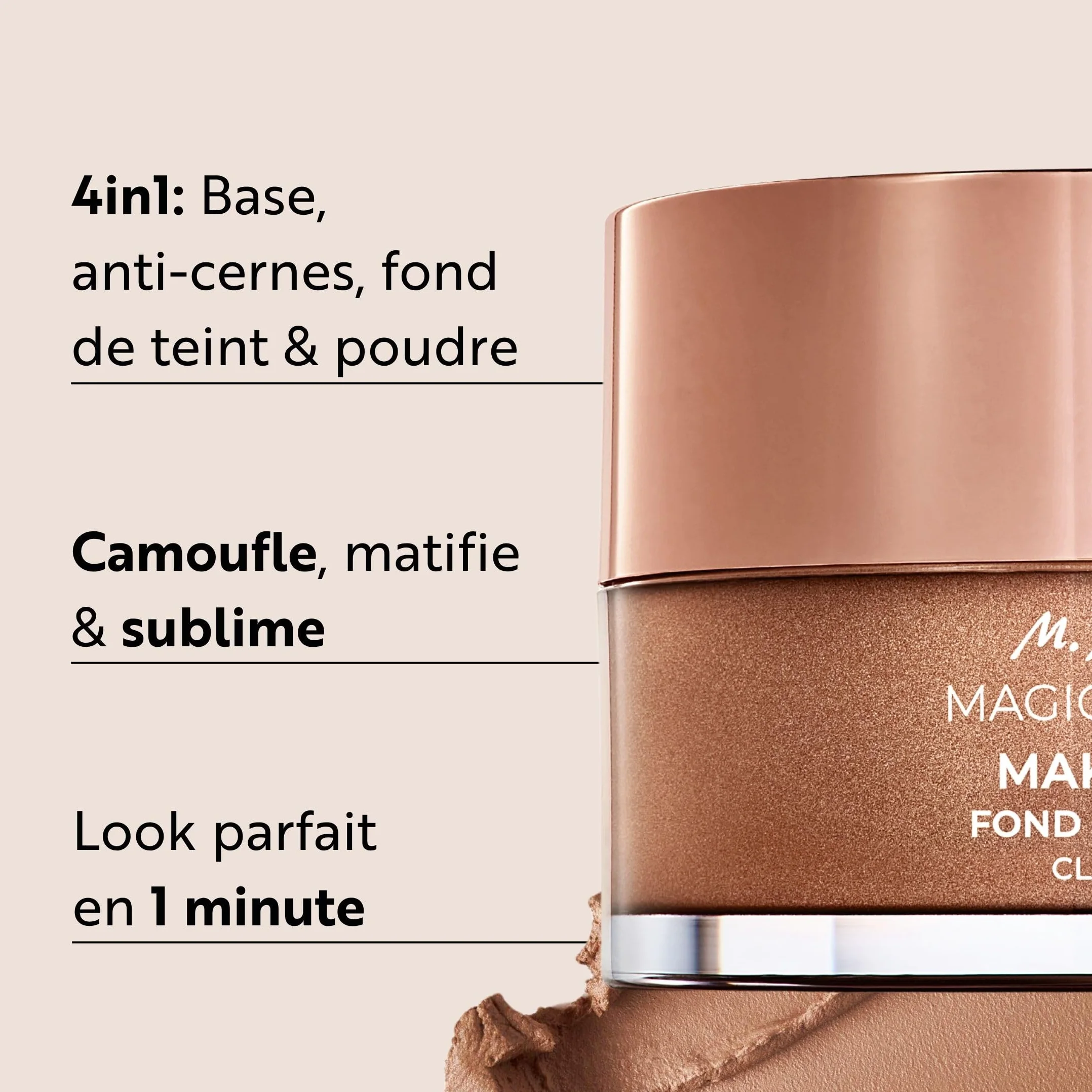 M. Asam MAGIC FINISH Fond de Teint Mousse Classic (30ml), une Base Maquillage 4-En-1 : Primer, Make Up, Poudre & Anti-Cernes, Fond de Teint Naturel & Léger pour Tout Type de Peau, Végétalien