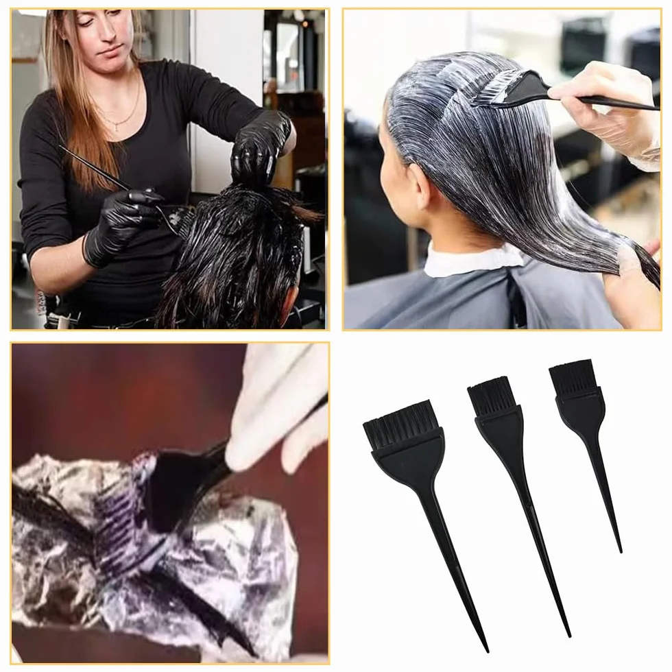 Lot de 3 pinceaux de coloration cheveux, brosse teinture applicateur