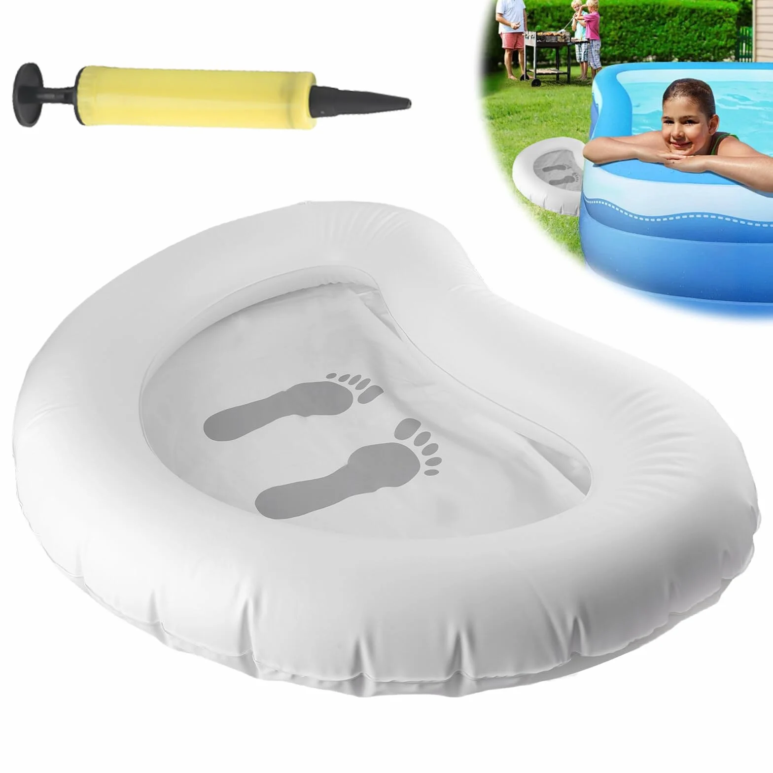 Piscine gonflable - 93 x 73 cm - Gris - Piscine - Bain de pieds gonflable - Pour piscine, spa, jacuzzi ou piscine hors-sol