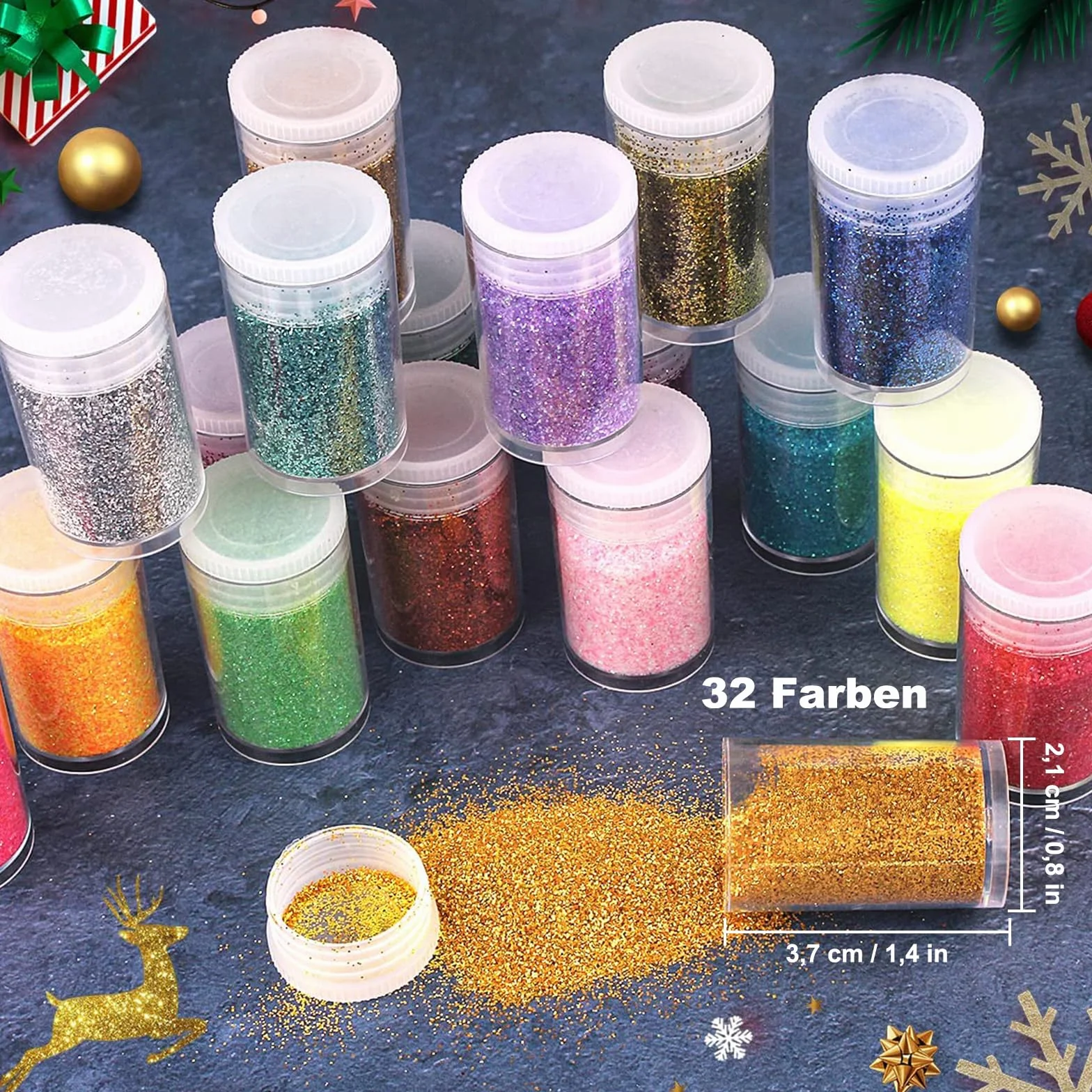 Poudre Brillante 32 Couleurs Paillettes Fines Cosmétiques pour Nail Art Décoration