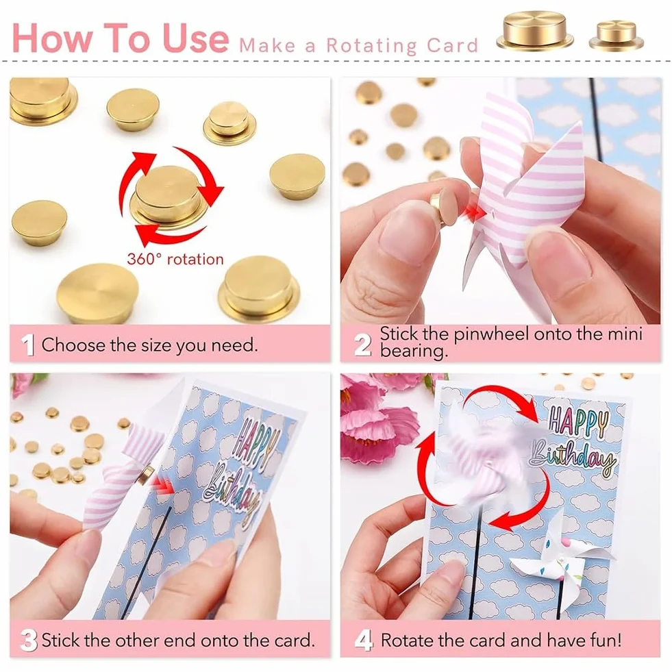 Lot de 20 Mini Roulements à Billes Rotatifs en Métal pour Loisirs Créatifs Nail Art Scrapbooking - Rotation Fluide à 360°