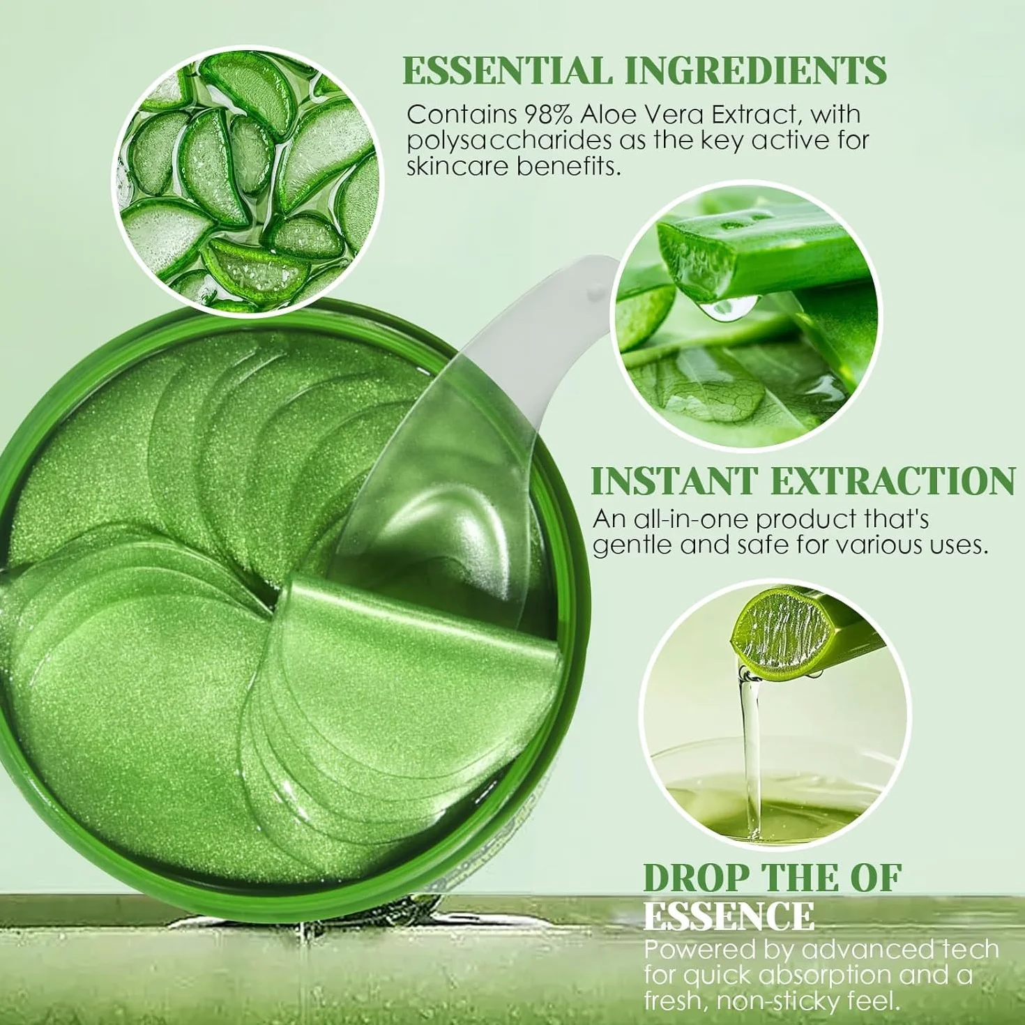 Patchs Yeux Anti Cernes Aloe Vera Collagène Acide Hyaluronique Masque Hydratant Anti Ride 80g