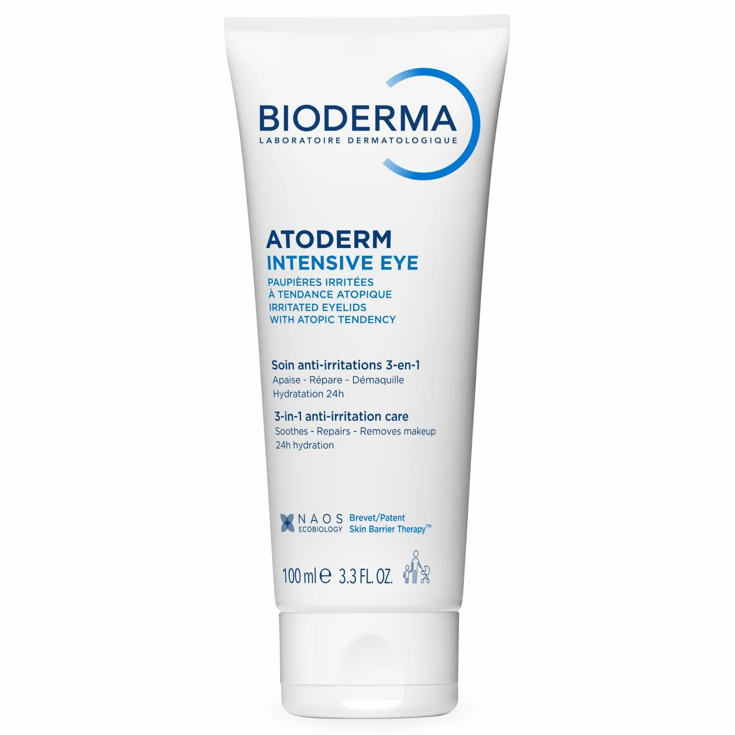 BIODERMA Atoderm Intensive Eye Soin 3-en-1 démaquillant apaisant réparateur paupières Peaux très sèches irritées atopique Tube 100 ml