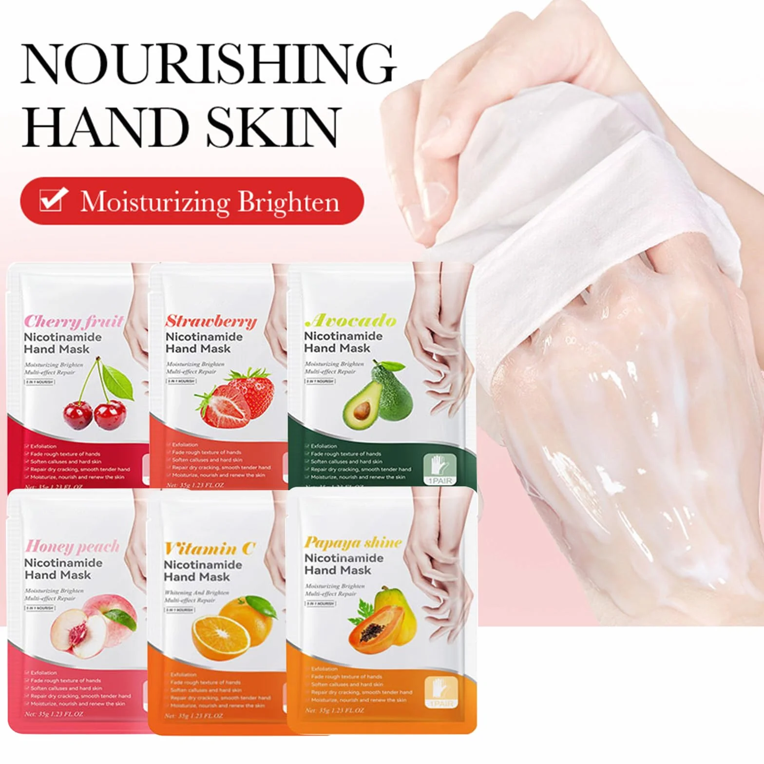 Masque Mains Hydratant 6 Paires Gants Soin Exfoliant Membrane Paume
