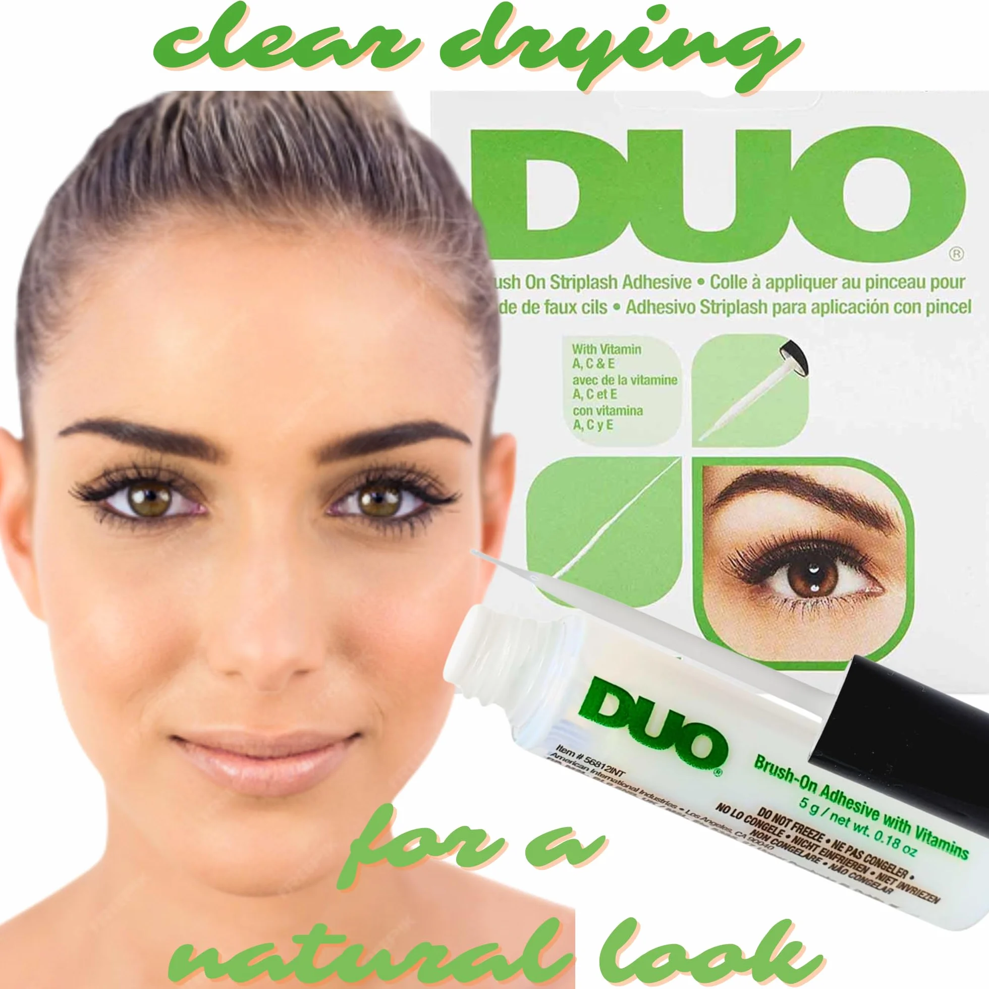 Colle DUO résistante à l'eau pour cils et sourcils, vegan (1 duo green)