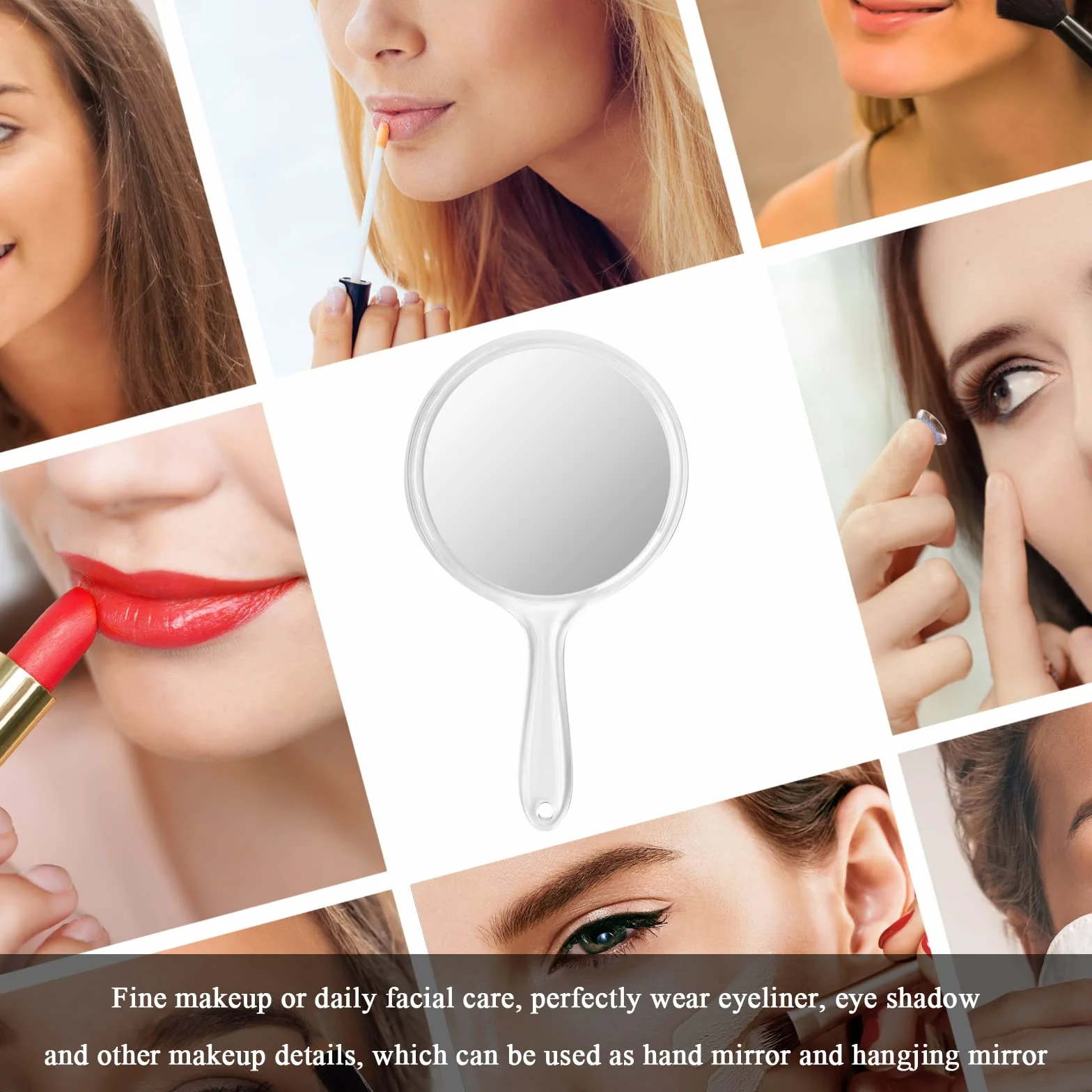 Miroir à Main Double Face Grossissant 1X/3X Ronde pour Maquillage