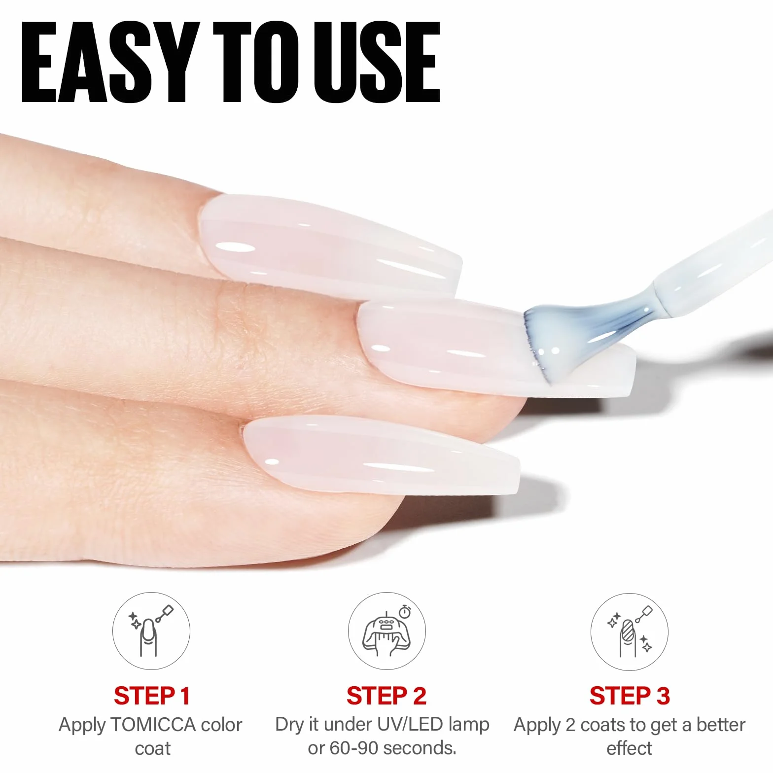 TOMICCA Vernis Semi Permanent Blanc Laiteux 8ml French Gel Milky White Nail Art UV LED Soak Off