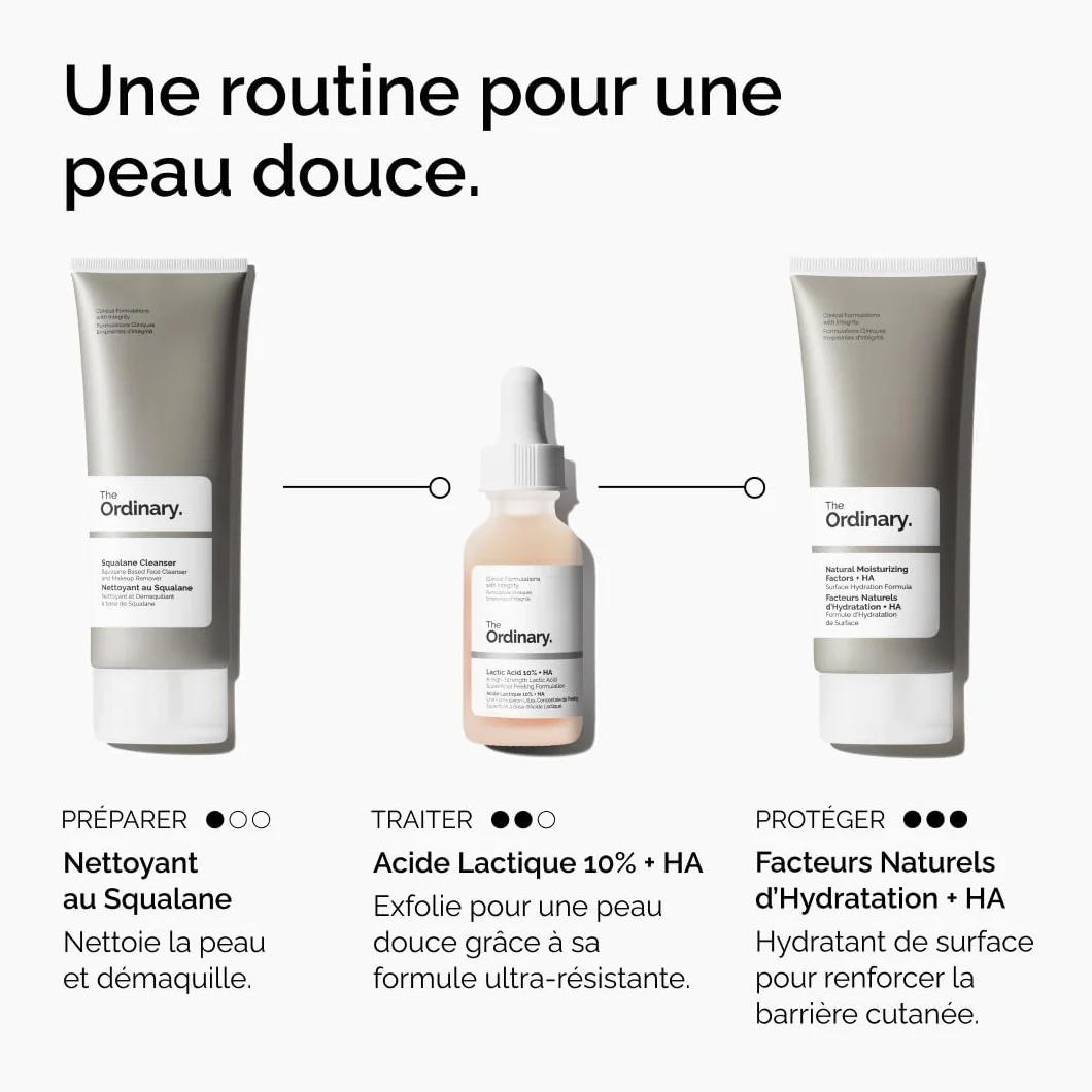 The Ordinary Acide Lactique 10% + Acide Hyaluronique, Sérum exfoliant, 30 ml