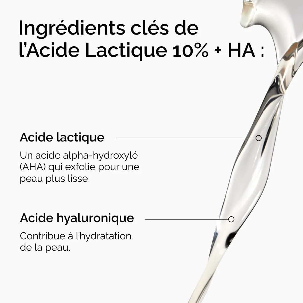 The Ordinary Acide Lactique 10% + Acide Hyaluronique, Sérum exfoliant, 30 ml
