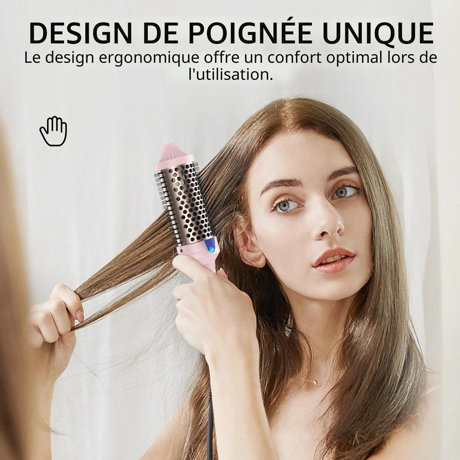 K&K Brosse thermique Keratin Thermal Brush Protect Tonneau chauffant Brosse à cheveux chaude ionique lisse Peigne volume Lisseur Bigoudis Outil de coiffage, Double tension (45 mm)