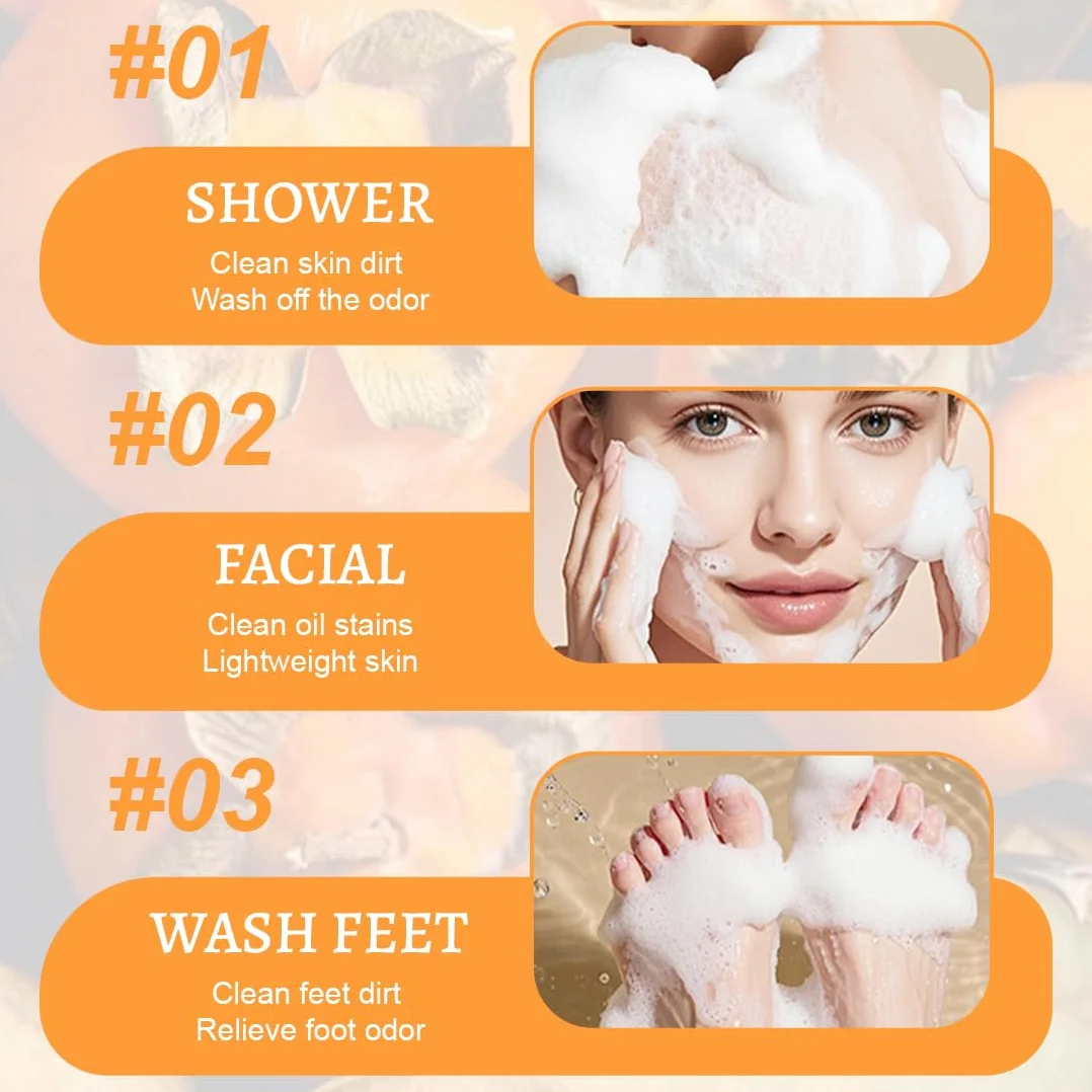 Savon au Kaki Naturel, 2 Pièces, pour le Nettoyage et le Soin du Visage et du Corps