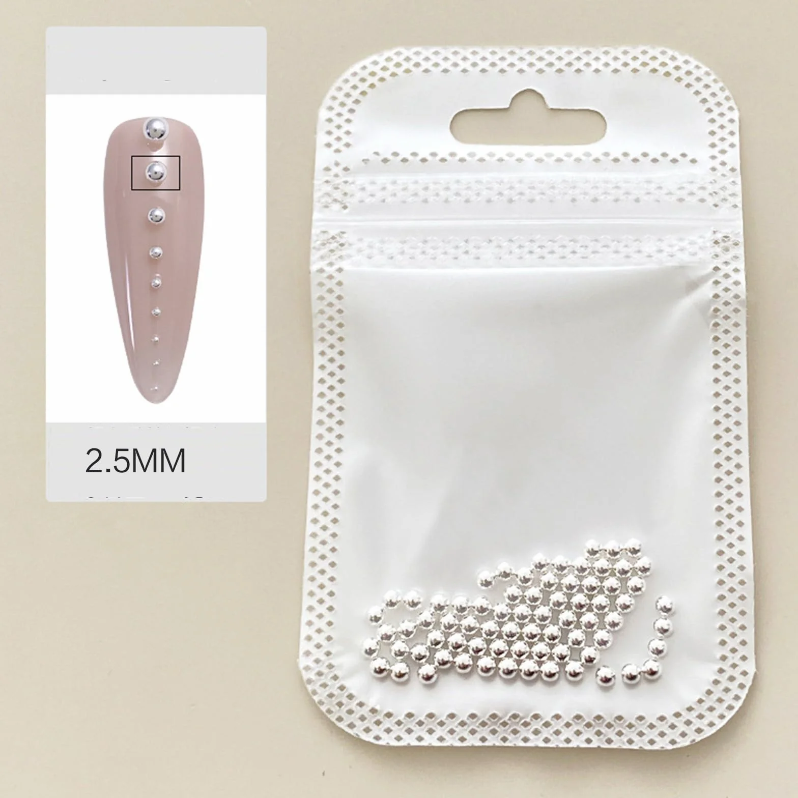 Perles de caviar métal 3D pour ongles Argenté doré 0,4 mm à 3 mm