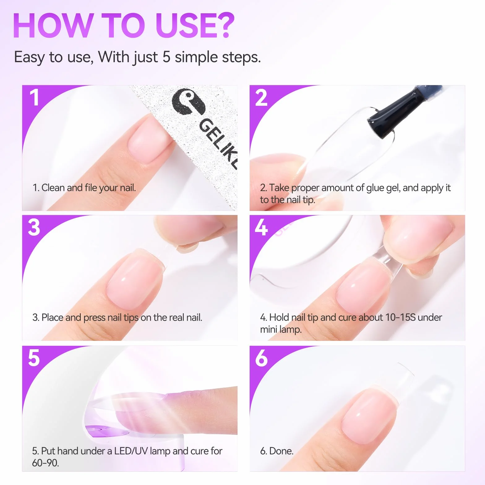 Gelike ec Colle Faux Ongles Gel 6 en 1 - Gummy Base Pose Americaine UV Builder 8ml