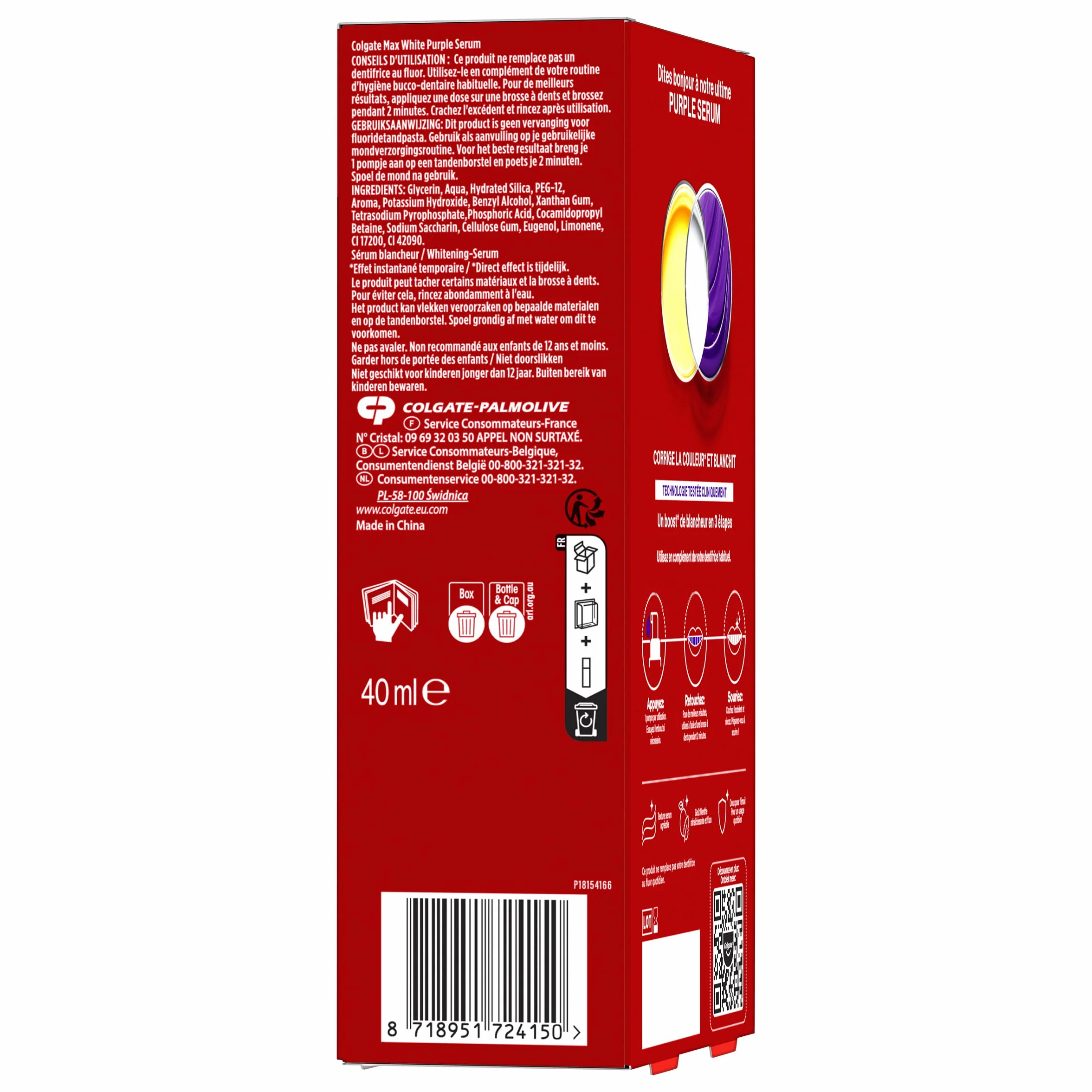 COLGATE Sérum Max White Purple Booster de Blancheur 40ml