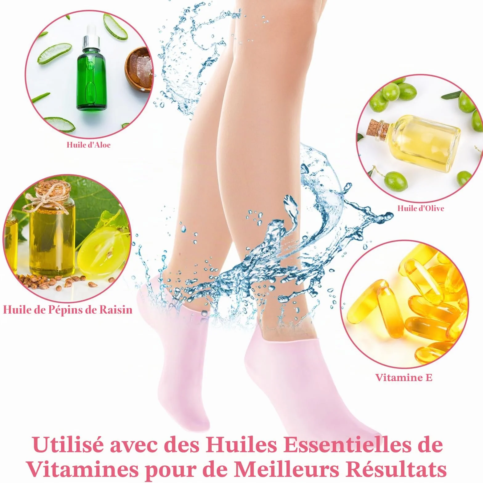 Chaussettes en silicone hydratantes pour femme, gel doux à l'aloès, chaussettes de pédicure spa