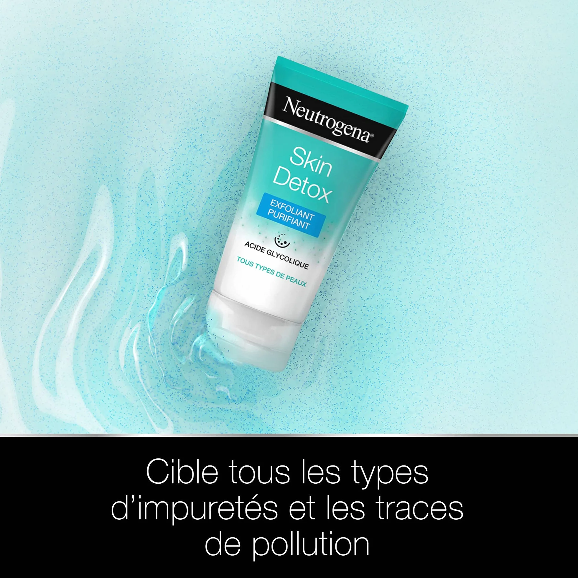 Neutrogena Gel Nettoyant Exfoliant Purifiant Skin Detox 150 ml Acide Glycolique Soin Visage Anti-Pollution