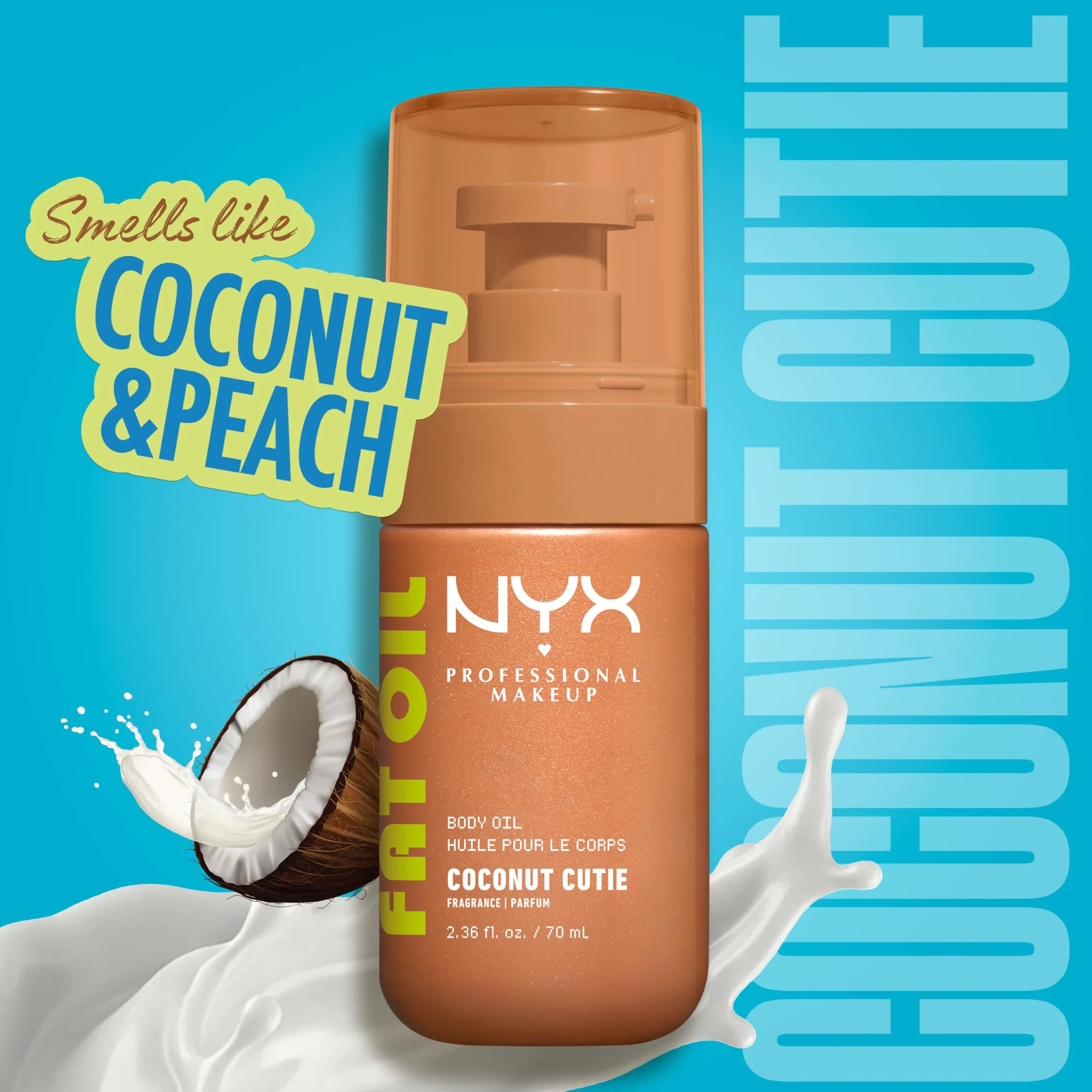 NYX Professional Makeup Fat Oil Body Huile Corps Glowy Hydratante 24H Fini Nacré Champagne 70ml
