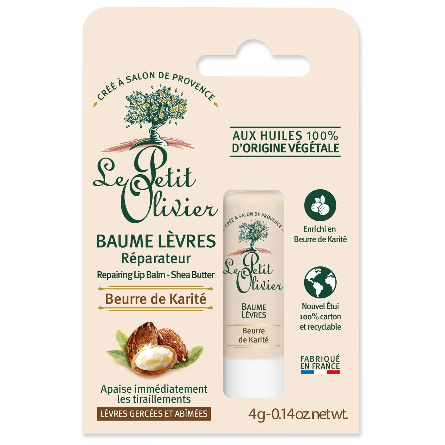 LE PETIT OLIVIER Baume Lèvres Réparateur Beurre de Karité 4 g