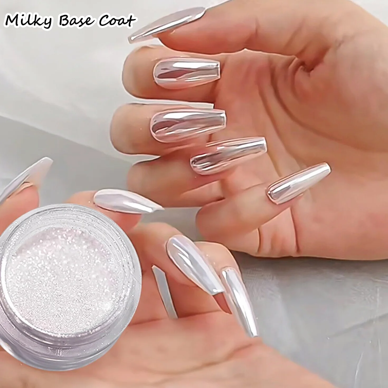 Poudre Chrome Ongle 2g Haute Capacité Blanche Aurora Ice Paillettes Glazed Donut Effet Miroir Manucure DIY
