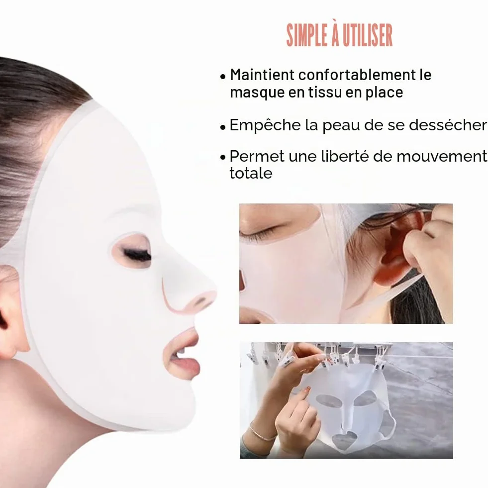Masque de visage en silicone réutilisable imperméable pour beauté