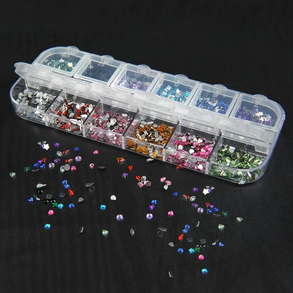 FOCCTS Kit Manucure Nail Art Strass Ongles 4 Boîtes Strass 4 Stylos Vernis 1 Pince à Épiler Décoration 3D