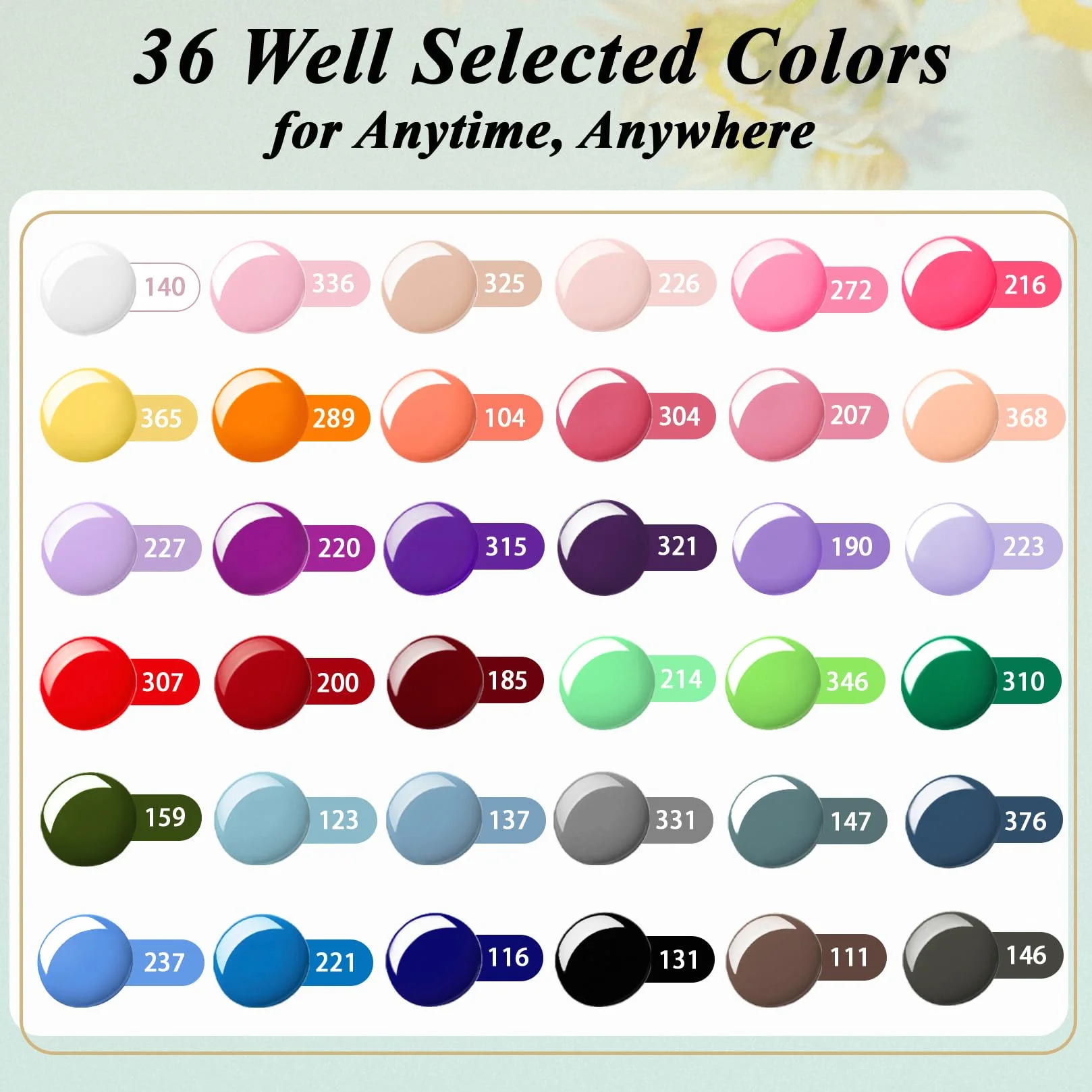 Kit Vernis Semi Permanent 36 Couleurs avec Lampe UV LED 48W Base Top Coat Brillant Mat Glitter Outils Nail Art