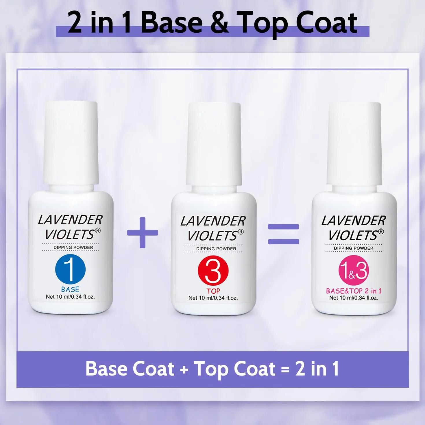 Lavender Violets 6 Couleurs Acrylique Trempage Poudre French Nail Art Manucure 2 En 1 Base Activateur Vernis Finition Brosse Lime Ongles M205