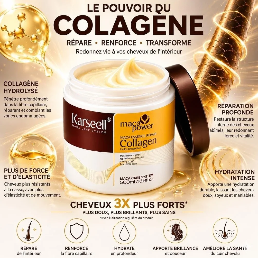 Karseell MACA CARE SYSTEM Masque Cheveux Professionnel Collagène 500ml