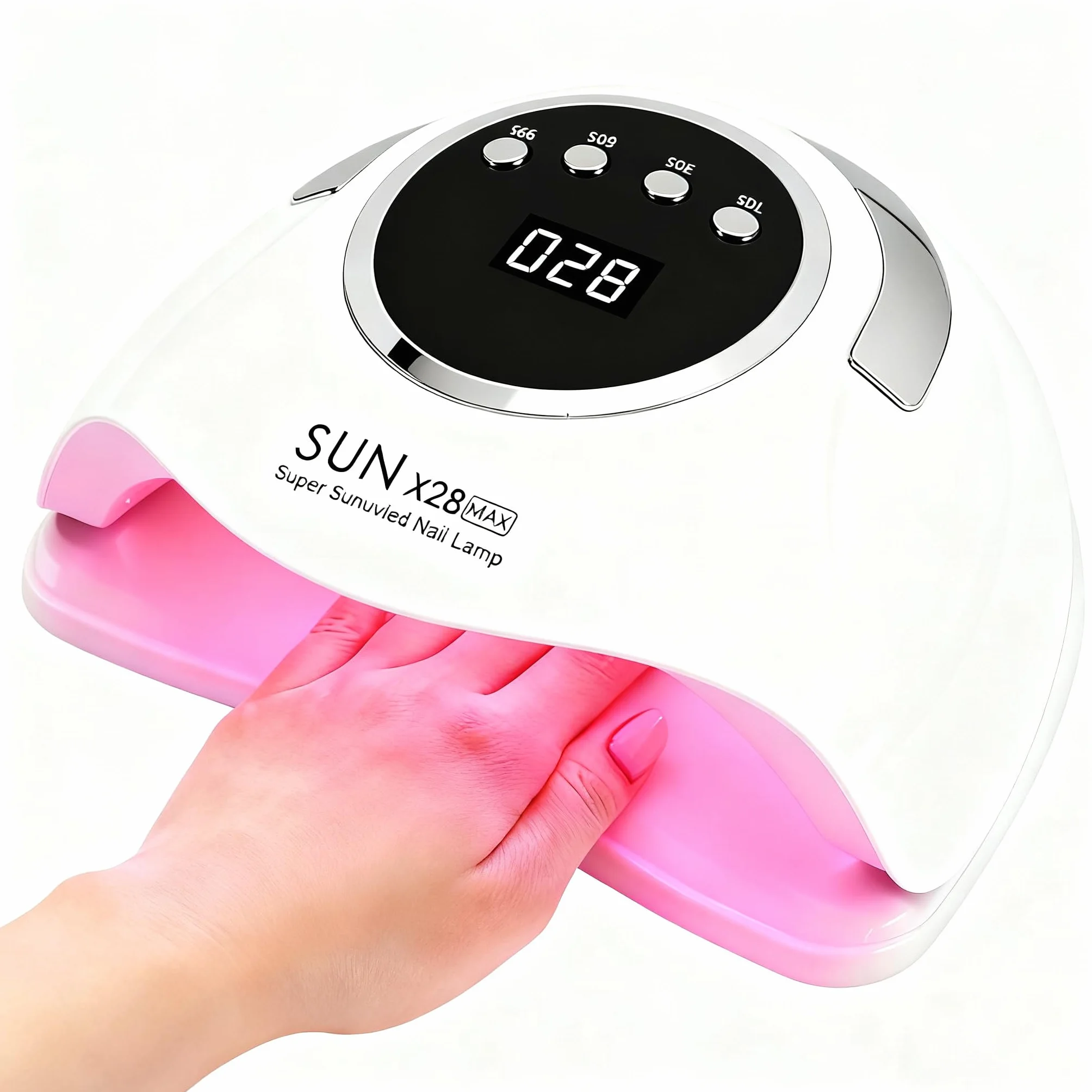 Lampe UV Ongles 380W–Sèche-Ongles UV LED pour Gel,90 LEDs Haute Puissance,Capteur Automatique,4 Minuteries,Poignée Portable–Usage Maison & Salon
