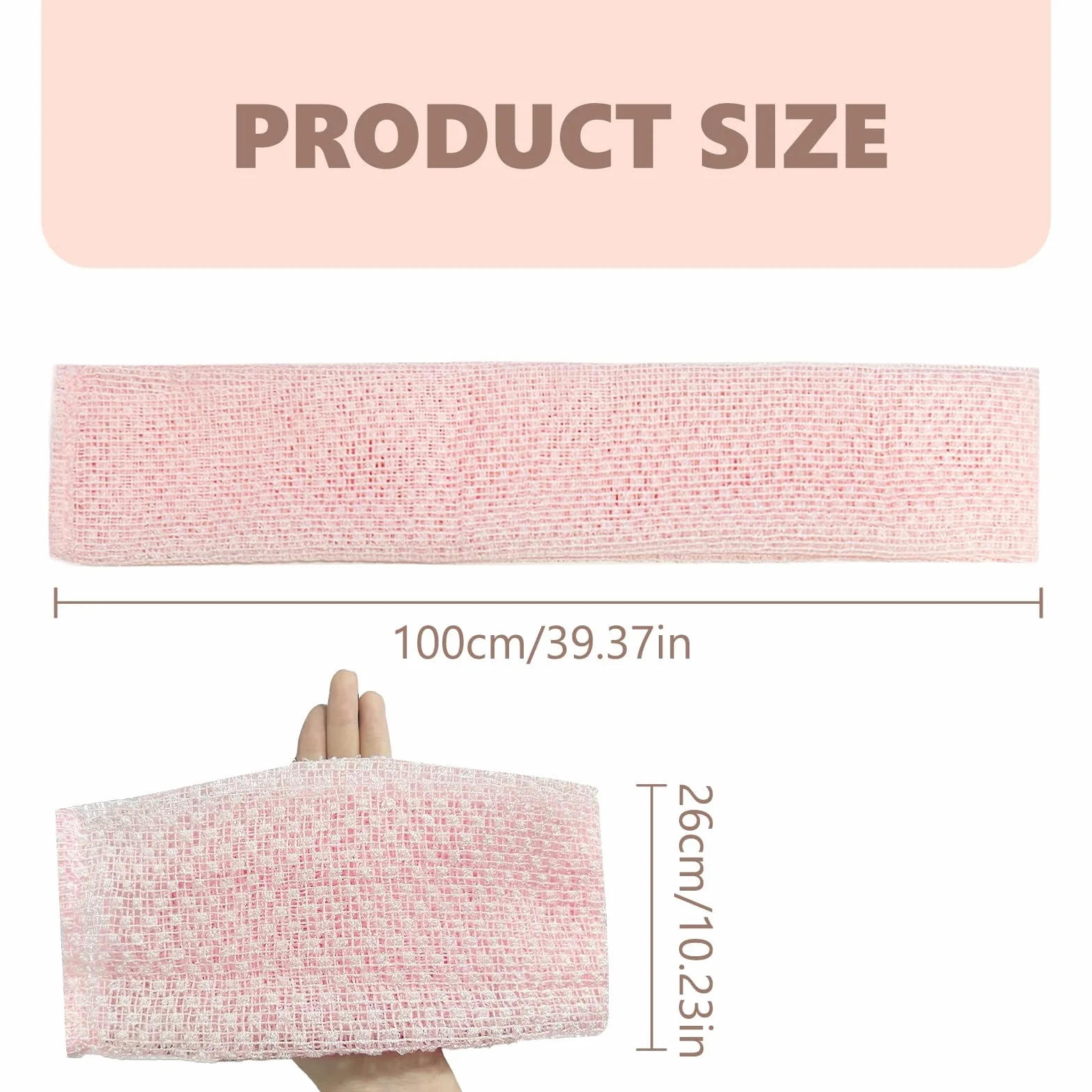 Débarbouillettes Exfoliantes Japonaises pour le Corps, Eponge Extra Longue, Chiffon de Lavage pour Douche (Rose)