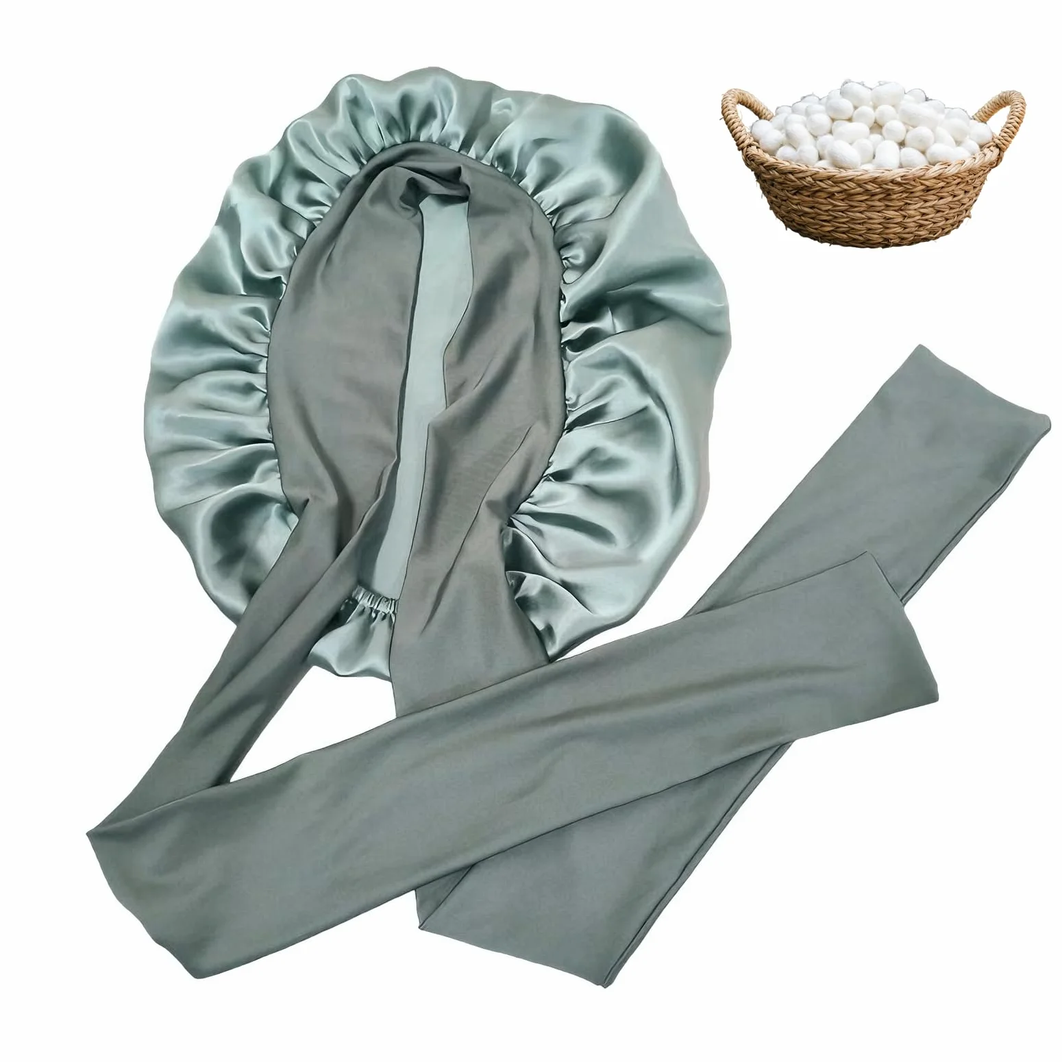 Bonnet de Nuit en 100% Soie de Mûrier - Bonnet Cheveux Nuit Anti-Frisottis | Large Bande Réglable, Chapeau de Nuit en Soie pour Femmes Cheveux Longs Bouclés