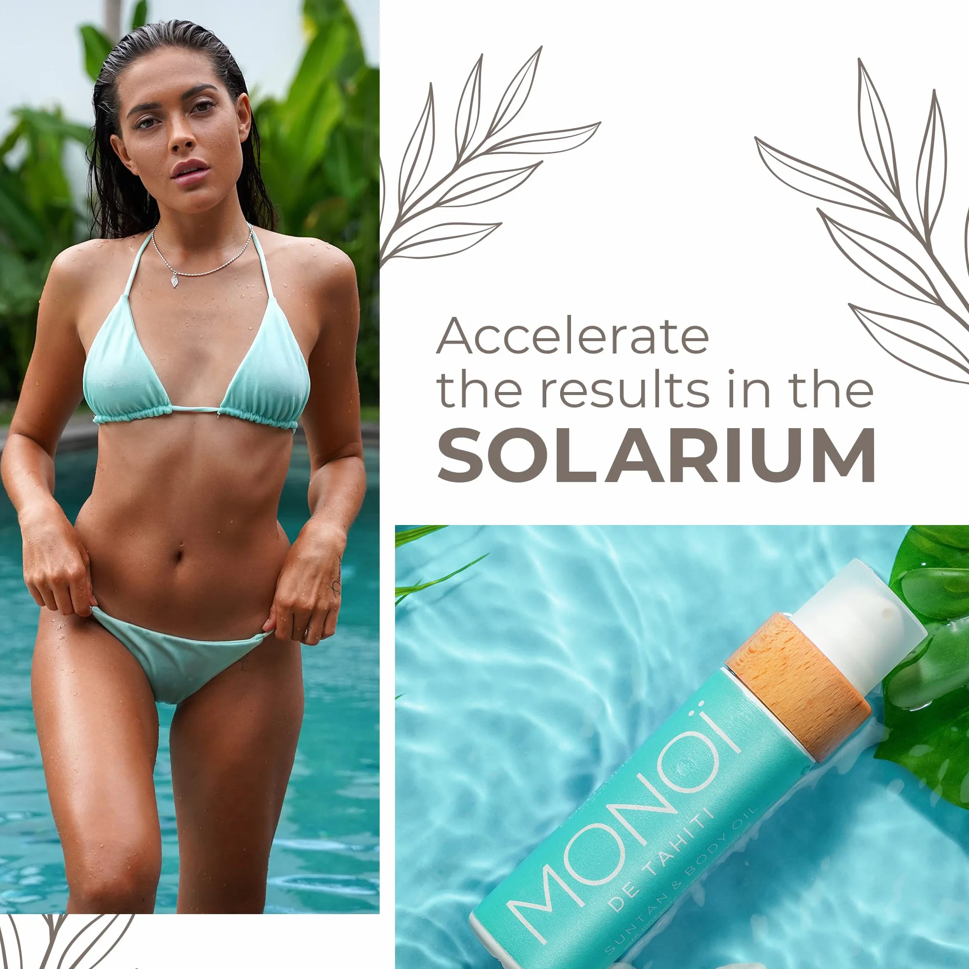 COCOSOLIS MONOI Accélérateur de bronzage Huile de bronzage bio vitamine E huile de monoï Tahiti bronzage rapide intensif chocolat (110)