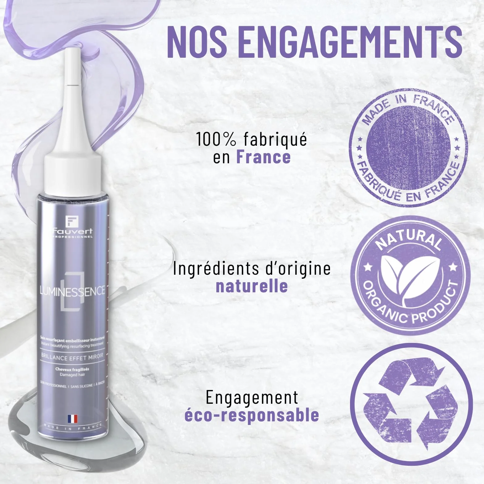 Fauvert Professionnel Luminessence Soin Concentré Resurfacant Embillisseur Instantané Lustrant Intensif à Rincer Cheveux Fragilisés 100 ml