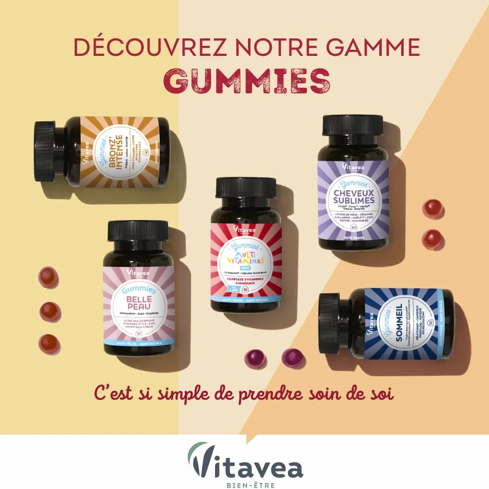 Vitavea Gummies Solaire Bronz'Intense Complément alimentaire Bronzage 40 gummies Vegan