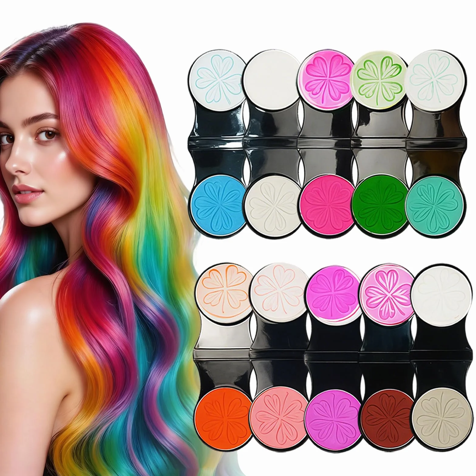 Craie Cheveux Couleur Temporaire 10 Couleurs, Colorant Lavable Facile à Appliquer