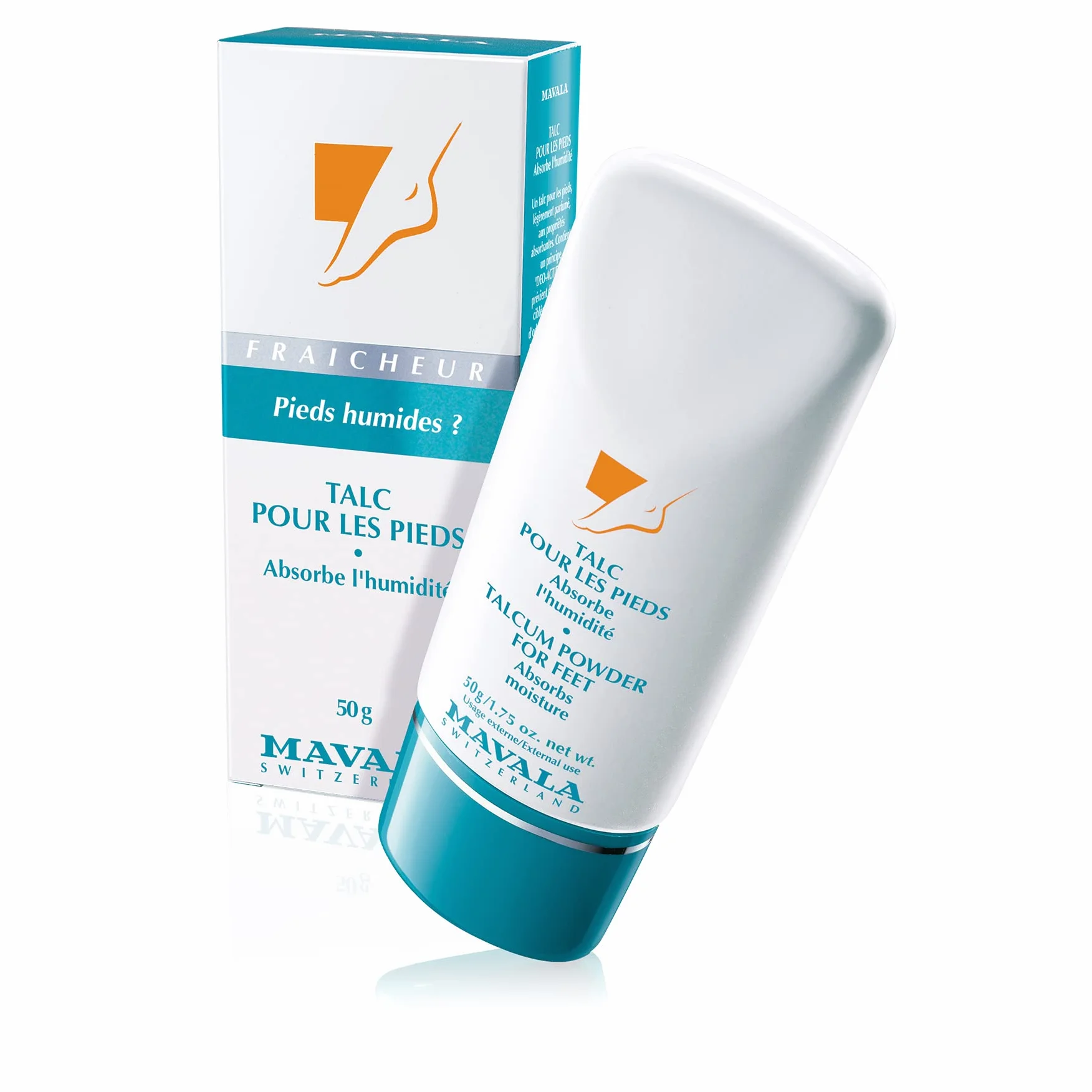 Mavala Talc pour les Pieds Absorption de l'Humidité Poudre Longue Durée Anti-Odeur 50g